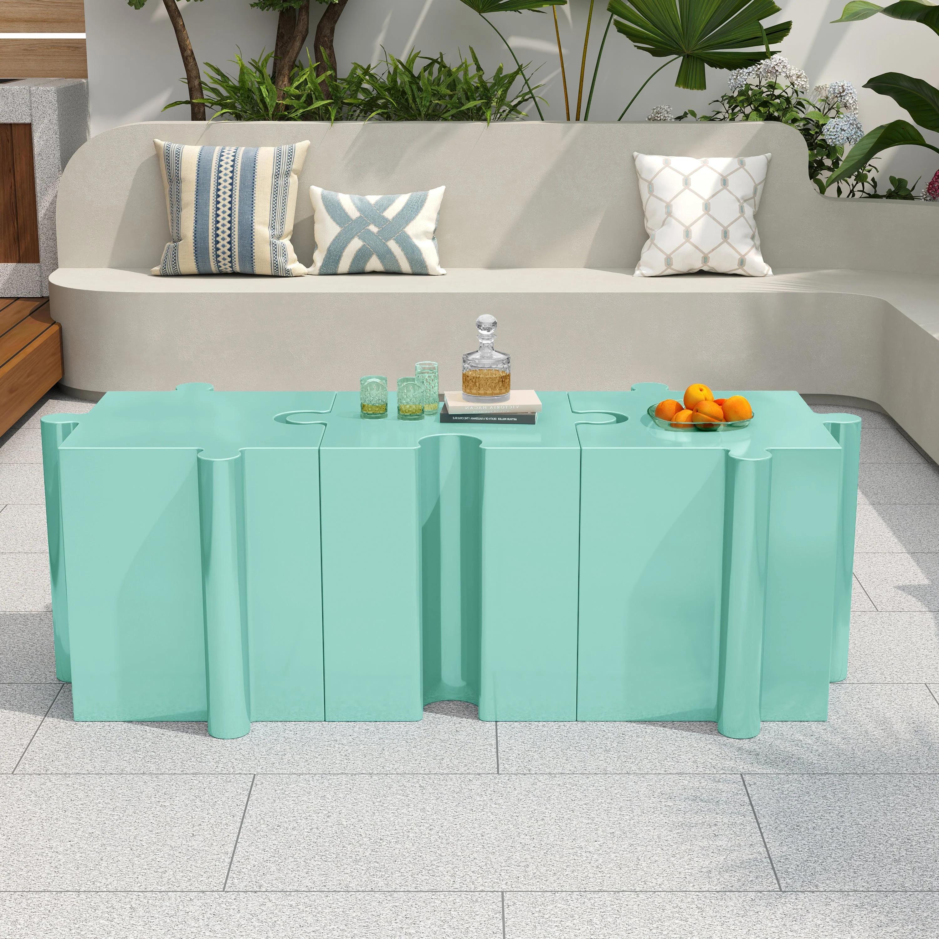 3-Piece Artistic Puzzle Table Set, Modular MGO Side Tables with Interlocking Design - Image 9