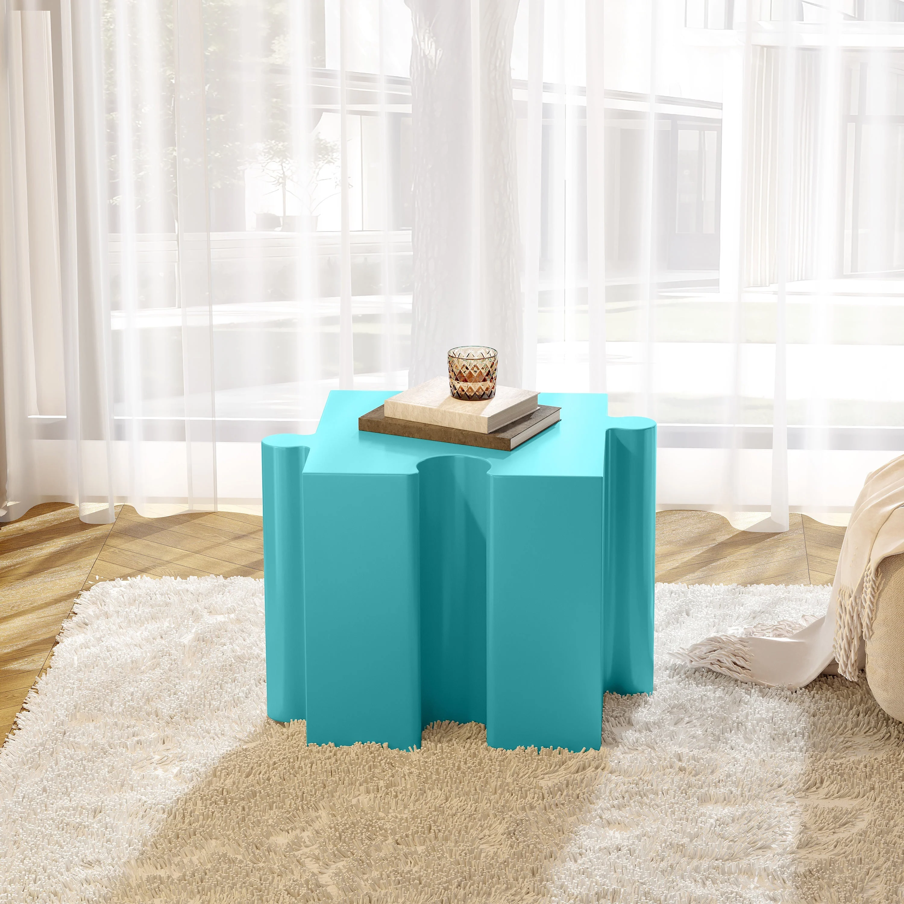 3-Piece Artistic Puzzle Table Set with Modular Interlocking Design - Image 6