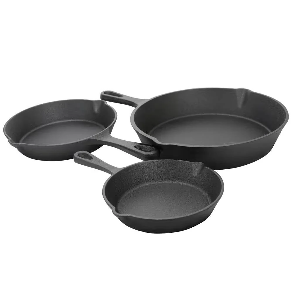 3-Piece Cast Iron Cookware Set with 8-inch 6-inch and 10-inch Skillet Frying Pan - Image 2