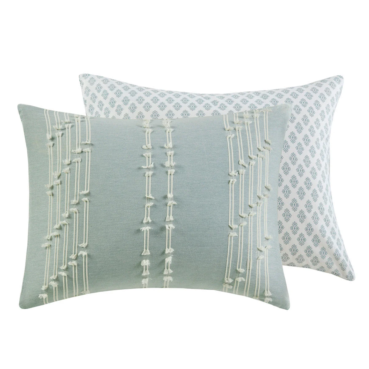 3 Piece Cotton Jacquard Comforter Set Aqua King/Cal King - Image 10