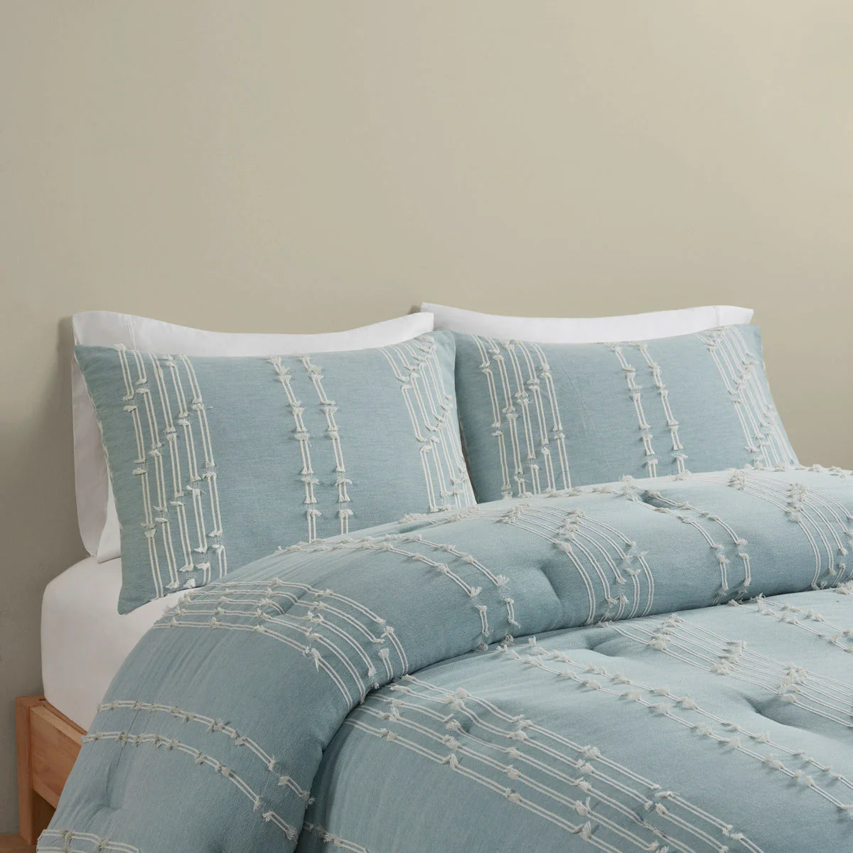 3 Piece Cotton Jacquard Comforter Set Aqua King/Cal King - Image 20
