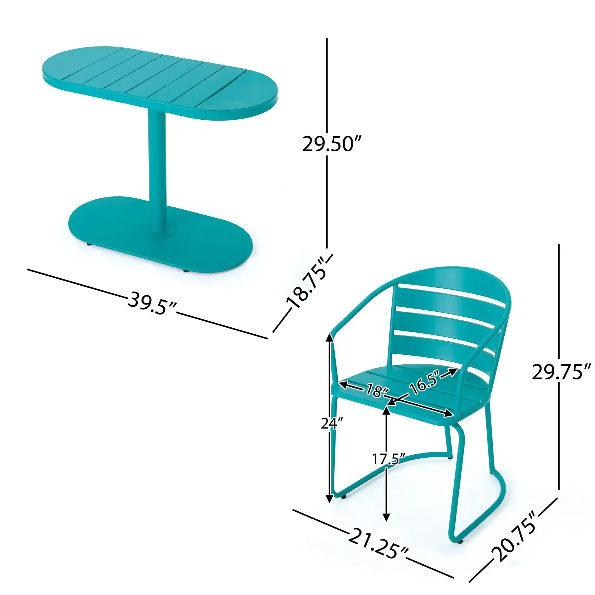 3 Piece Elegant Outdoor Bistro Set with 2 Chairs and Oval Table - Image 11