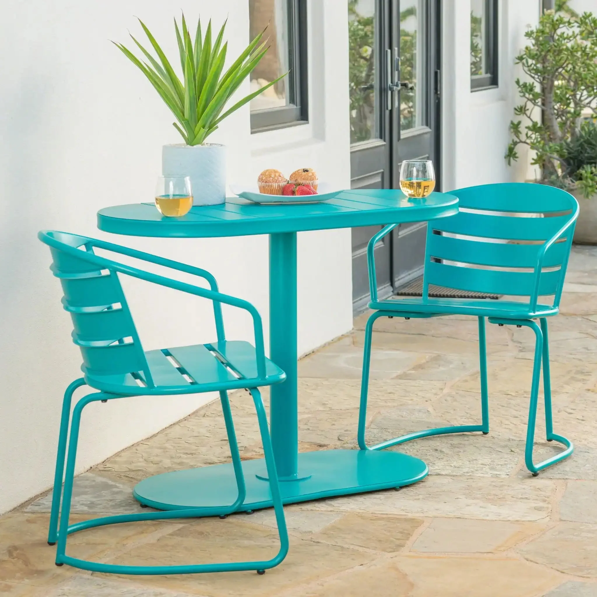 3 Piece Elegant Outdoor Bistro Set with 2 Chairs and Oval Table - Image 4