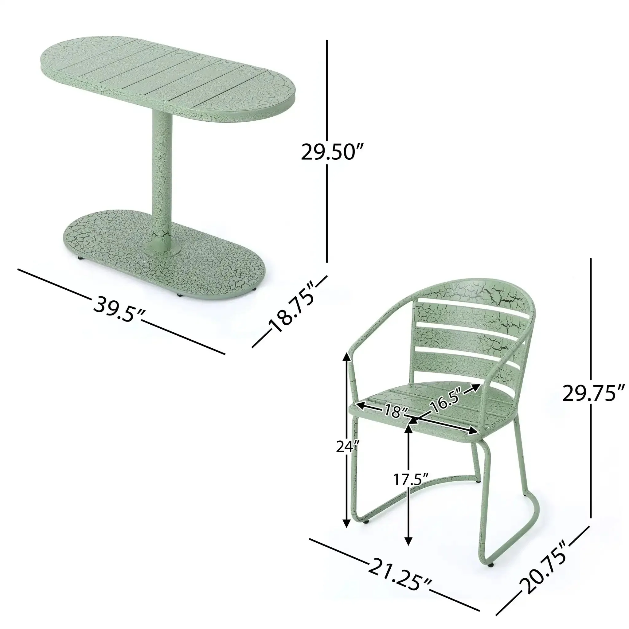 3 Piece Elegant Outdoor Bistro Set with 2 Chairs and Oval Table - Image 7
