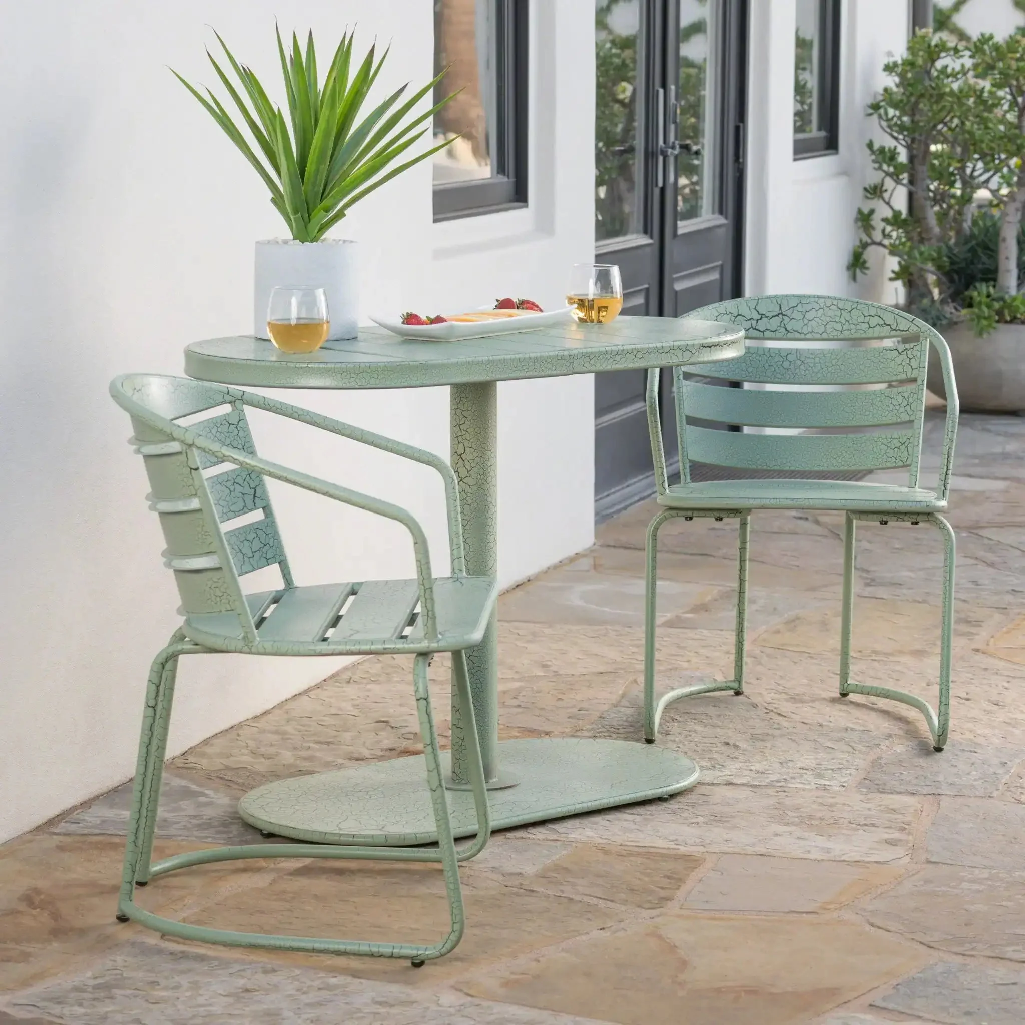 3 Piece Elegant Outdoor Bistro Set with 2 Chairs and Oval Table - Image 8