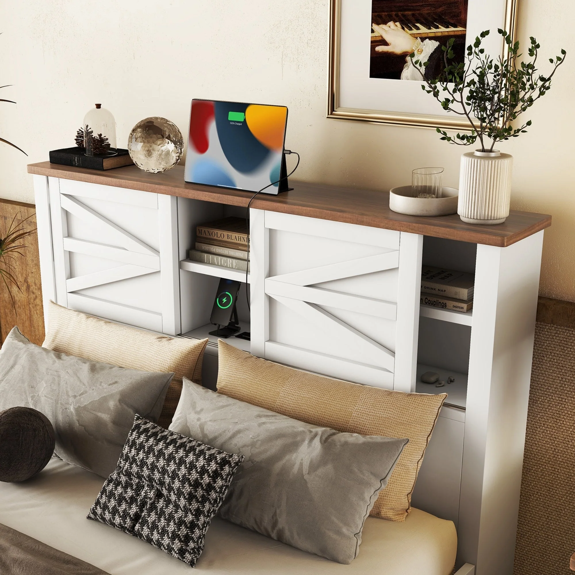 3-Piece Full Size Farmhouse Platform Bed Set with Storage - Image 3