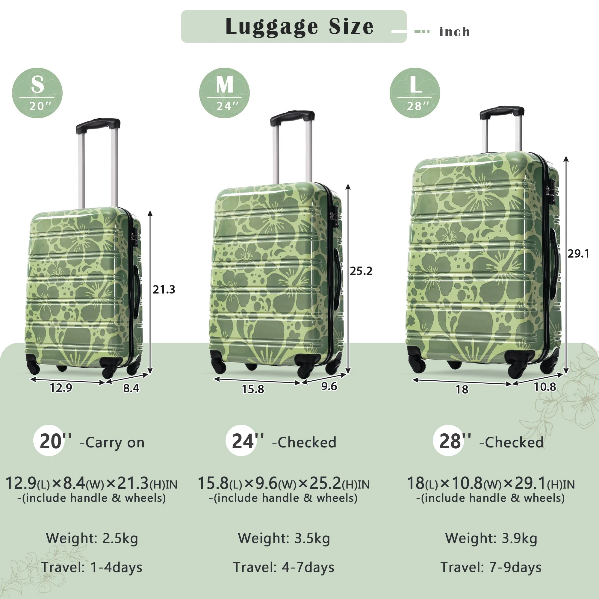 3-Piece Hard Shell Luggage Set – 20" 24" 28" by GigaTech - Image 3