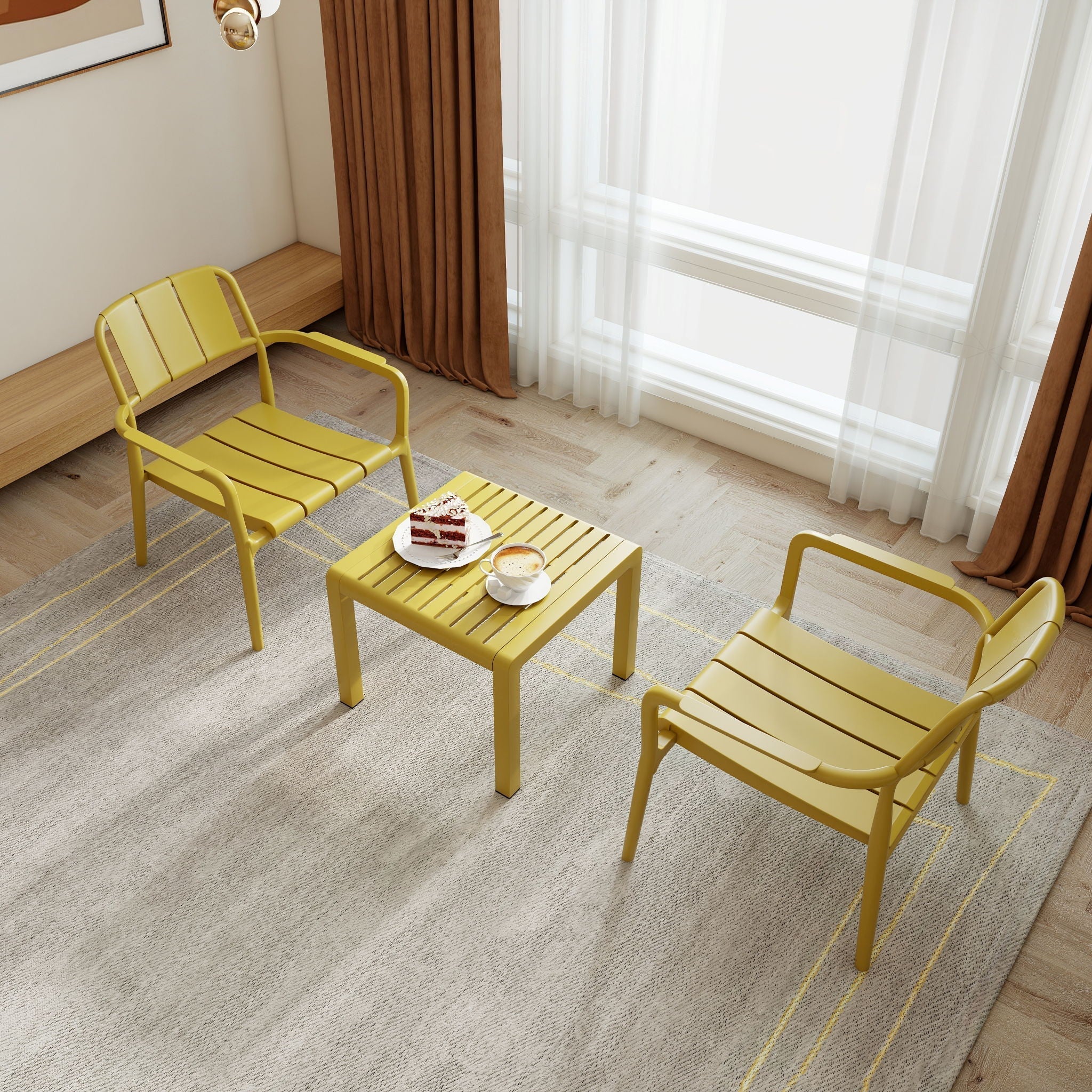 3 Piece Indoor / Outdoor Leisure Table And Chair Set - Image 3