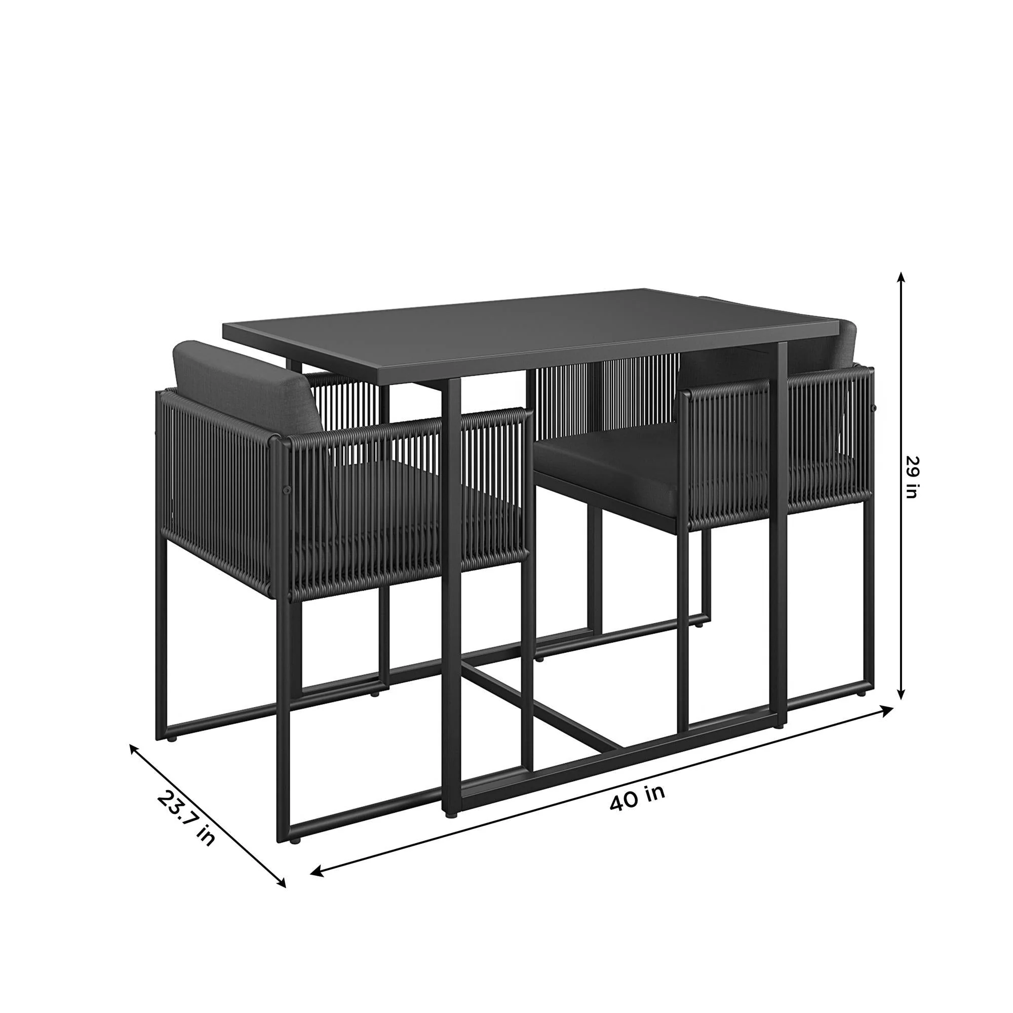 3 Piece Nesting Outdoor Bistro Set - Dark Gray - Image 2