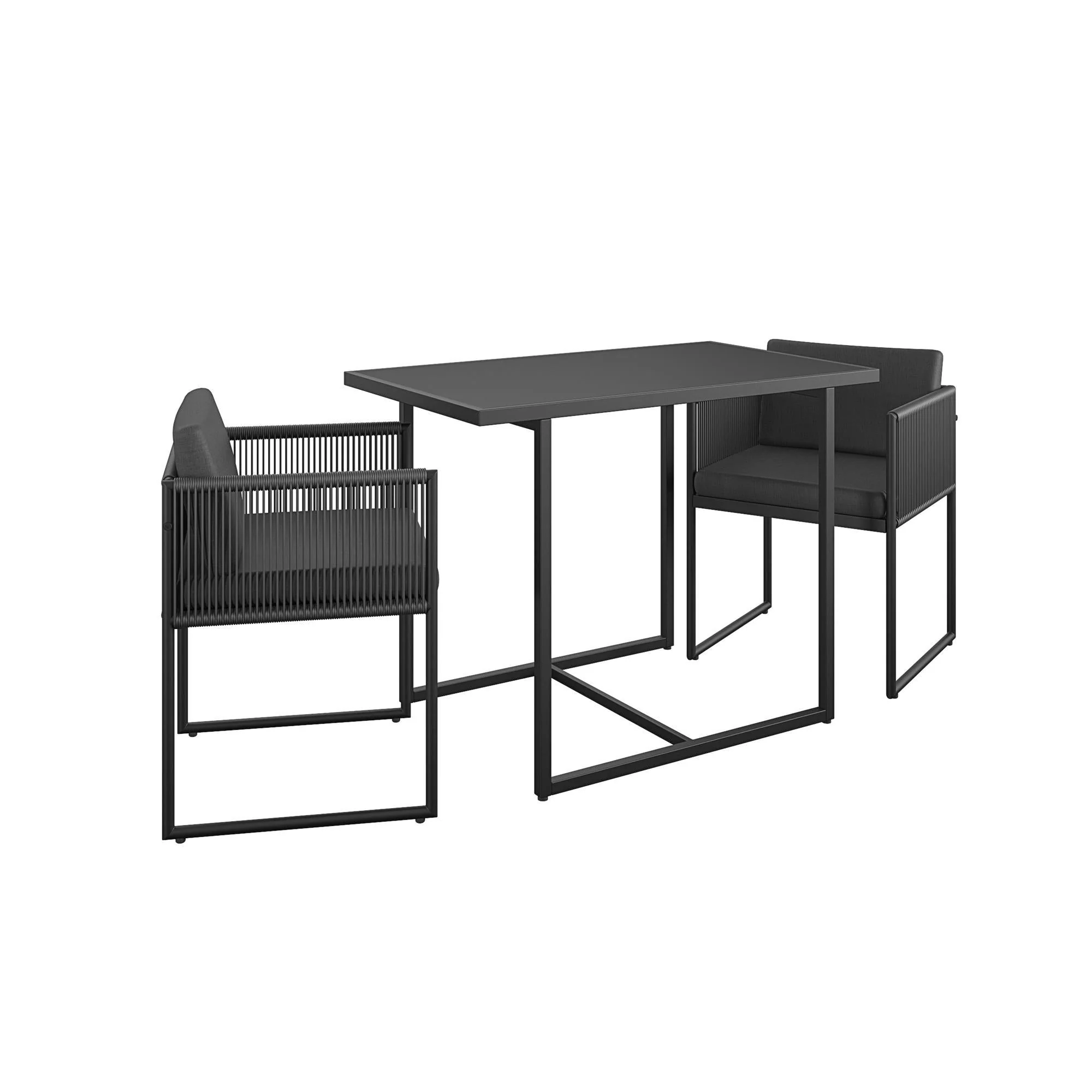 3 Piece Nesting Outdoor Bistro Set - Dark Gray - Image 3