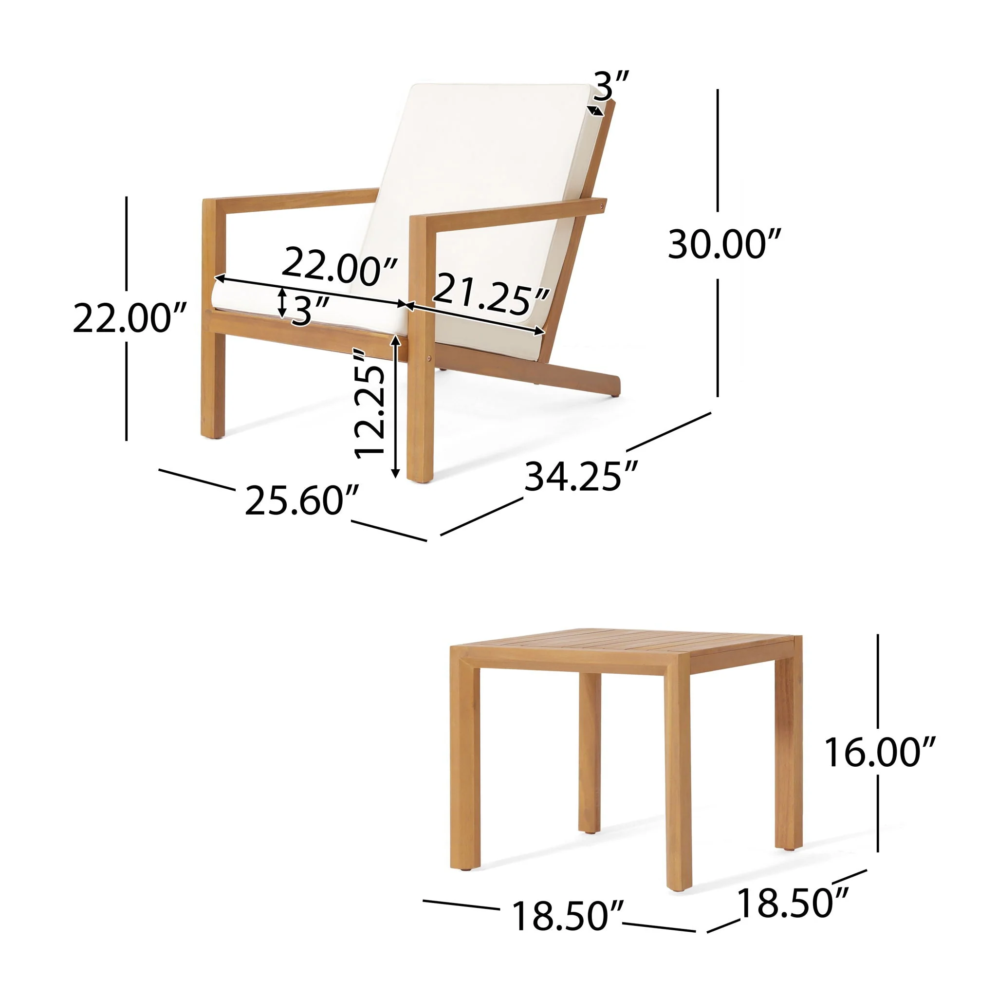 3 Piece Outdoor Chat Set With Table And 2 Adirondack Chairs - White / Brown Patina - Image 3