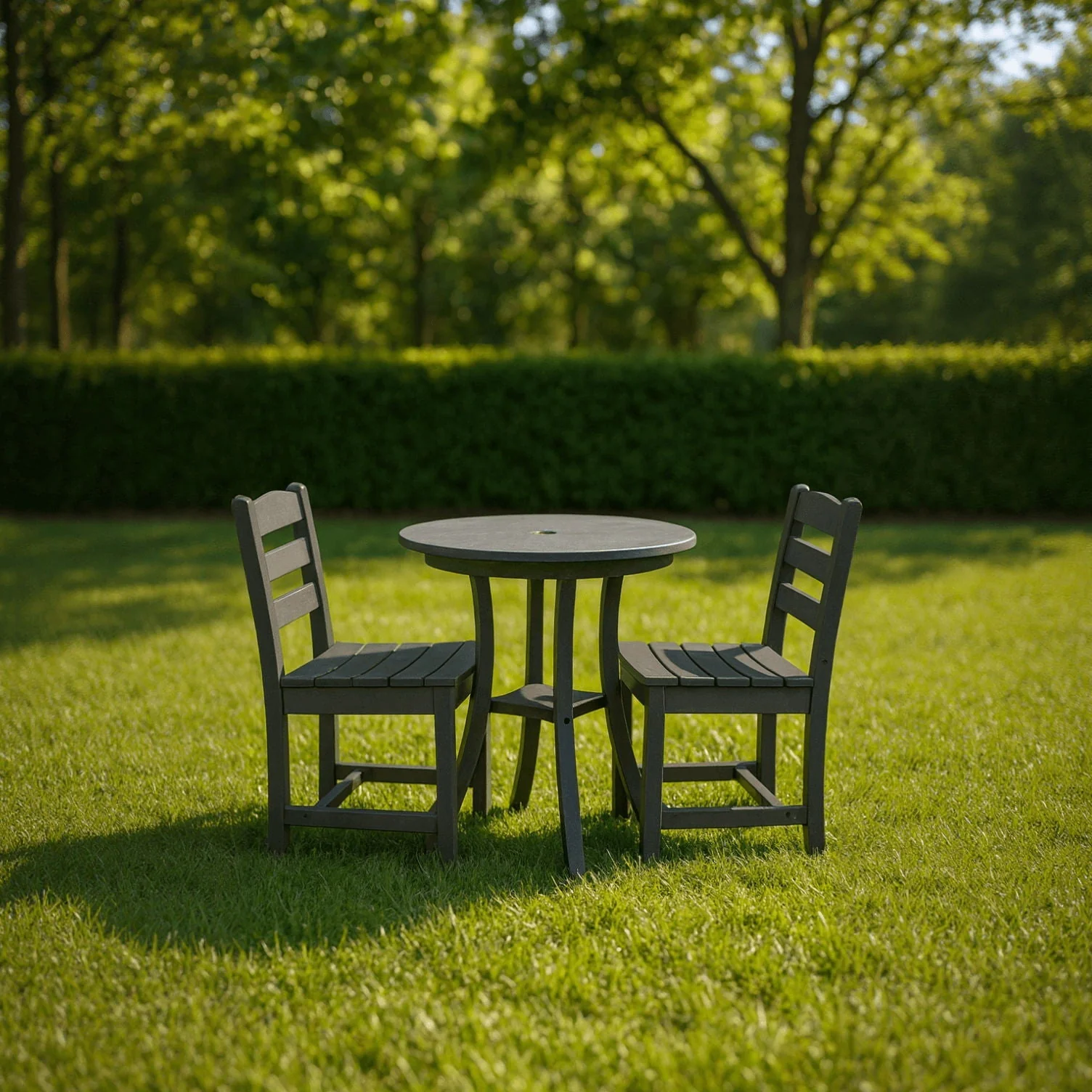 3 Piece Outdoor Dining Set, Round Patio Table With 2 Armless Chairs - Image 3