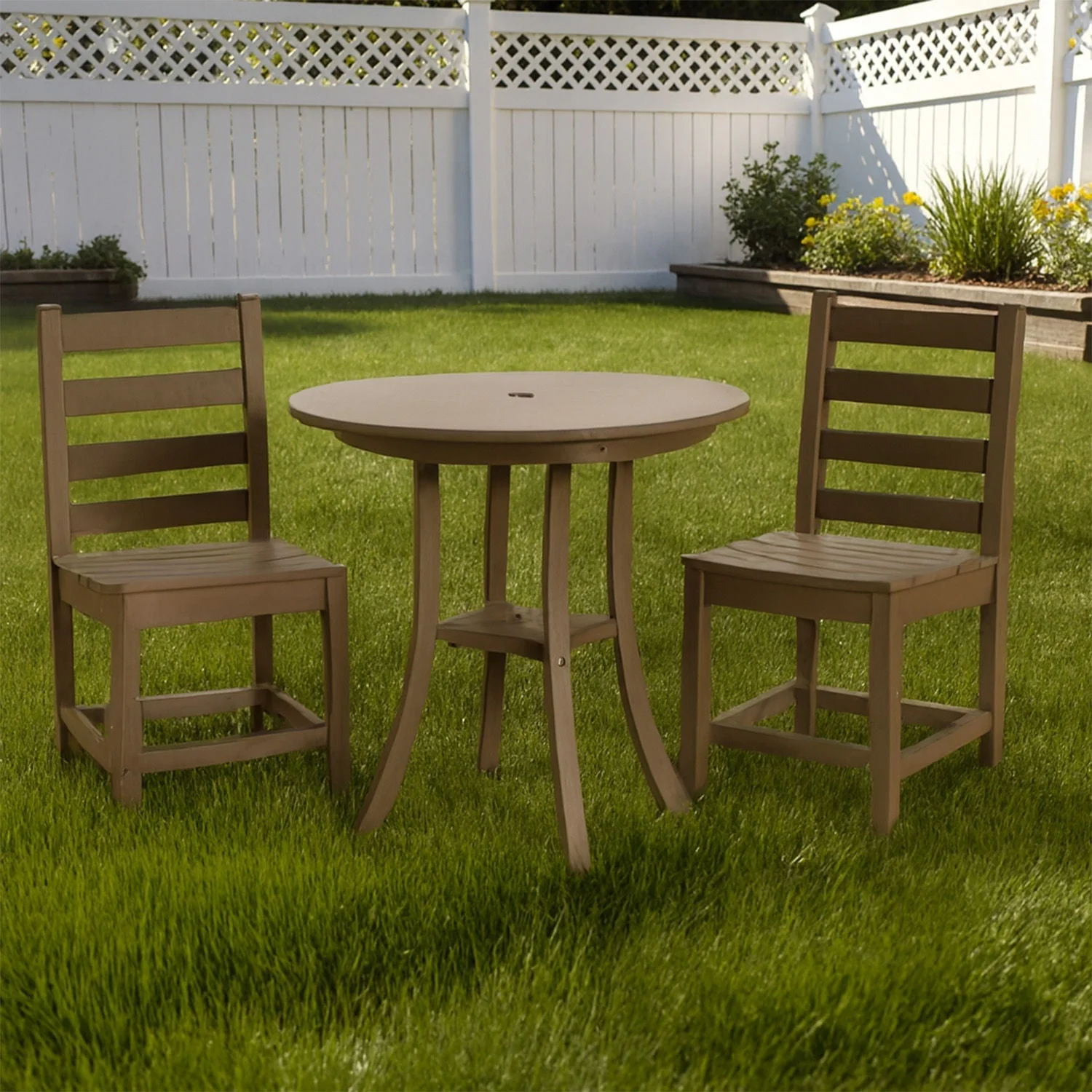 3 Piece Outdoor Dining Set, Round Patio Table With 2 Armless Chairs - Image 7