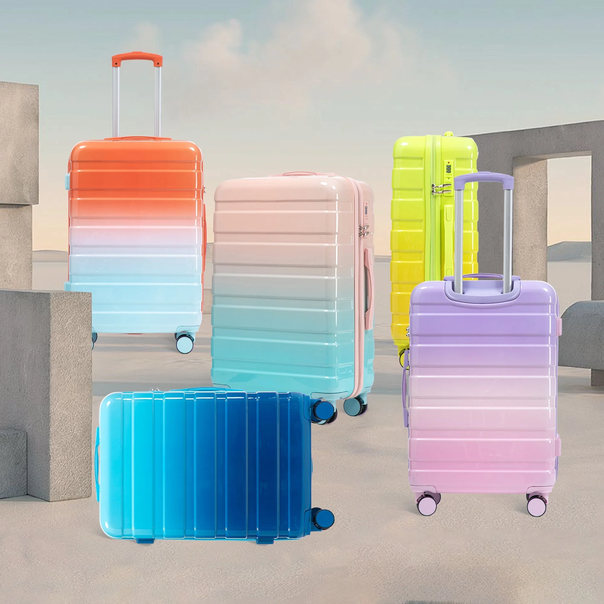 3-Piece PC Spinner Wheel Luggage Set with Gradient Color - Image 2