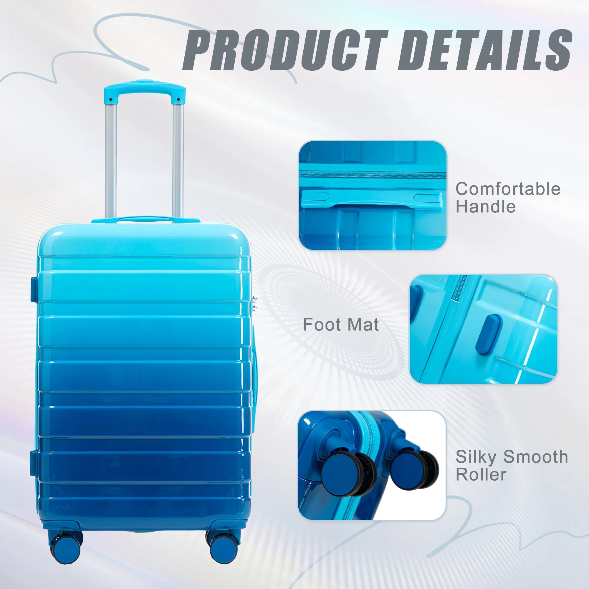 3-Piece PC Spinner Wheel Luggage Set with Gradient Color - Image 4