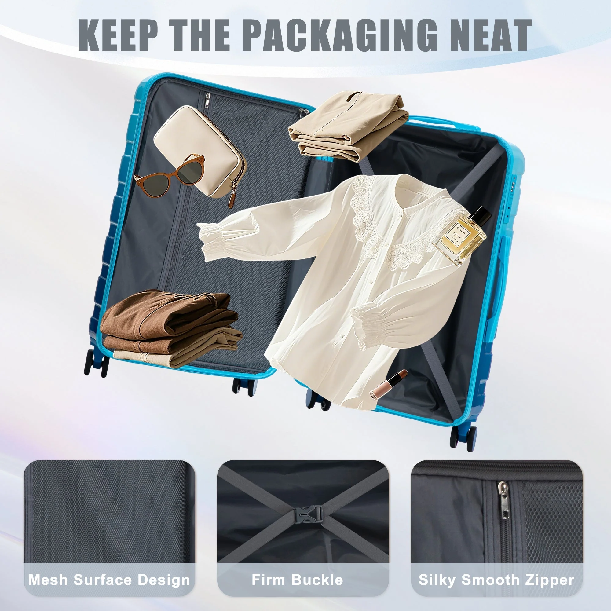 3-Piece PC Spinner Wheel Luggage Set with Gradient Color - Image 9