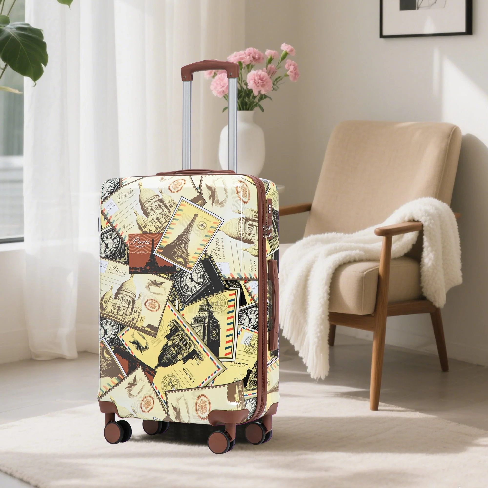 3-Piece PC Spinner Wheel Luggage Set with Printed Pattern - Image 12