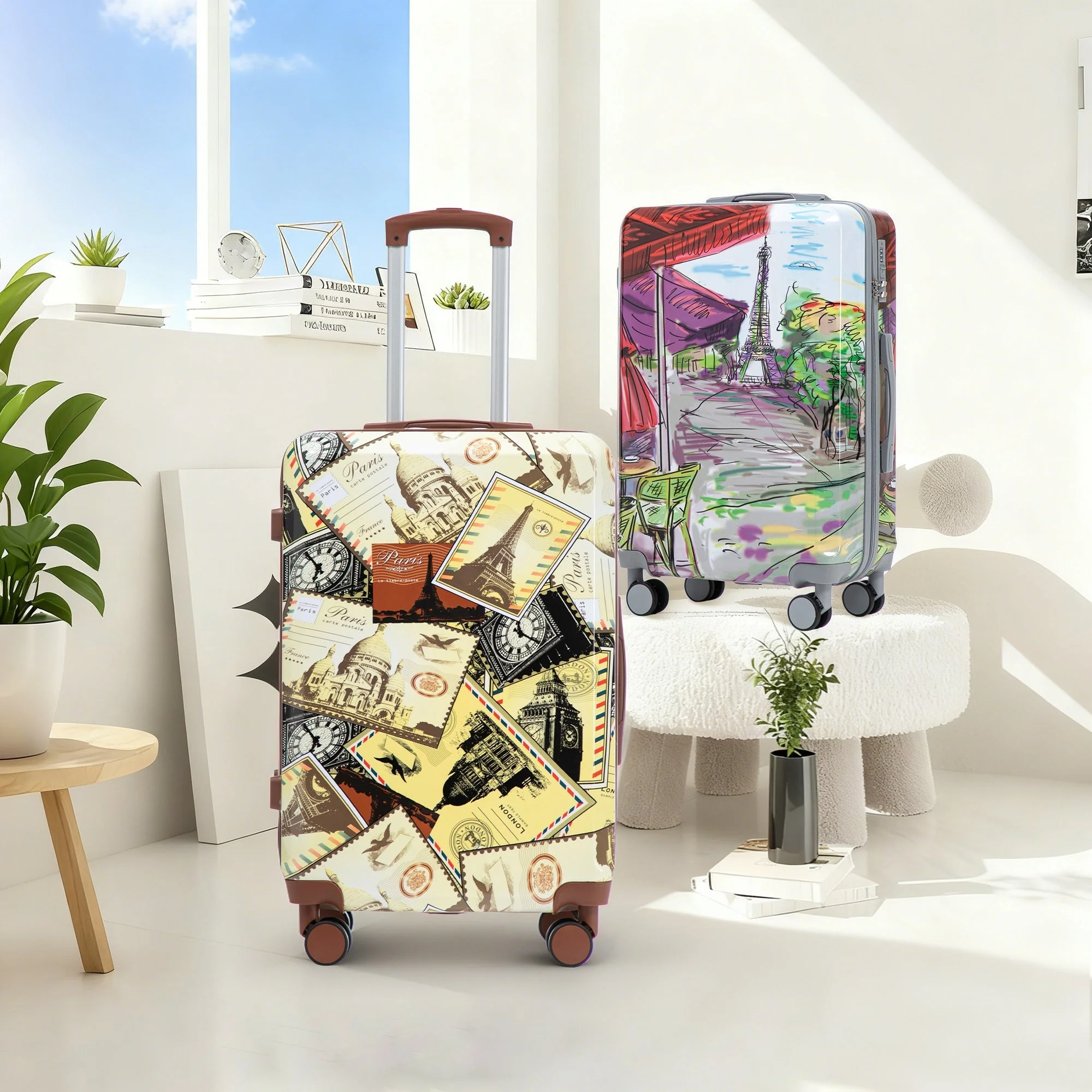 3-Piece PC Spinner Wheel Luggage Set with Printed Pattern - Image 3