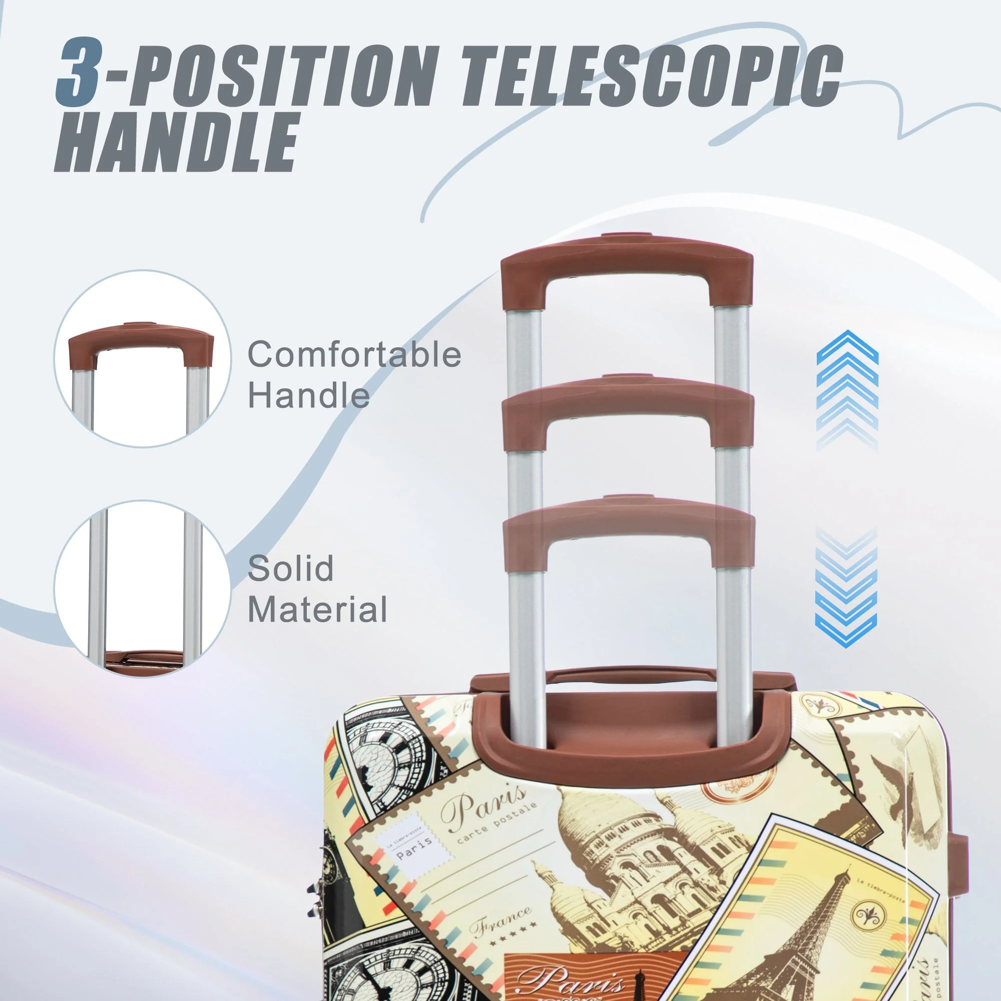3-Piece PC Spinner Wheel Luggage Set with Printed Pattern - Image 5