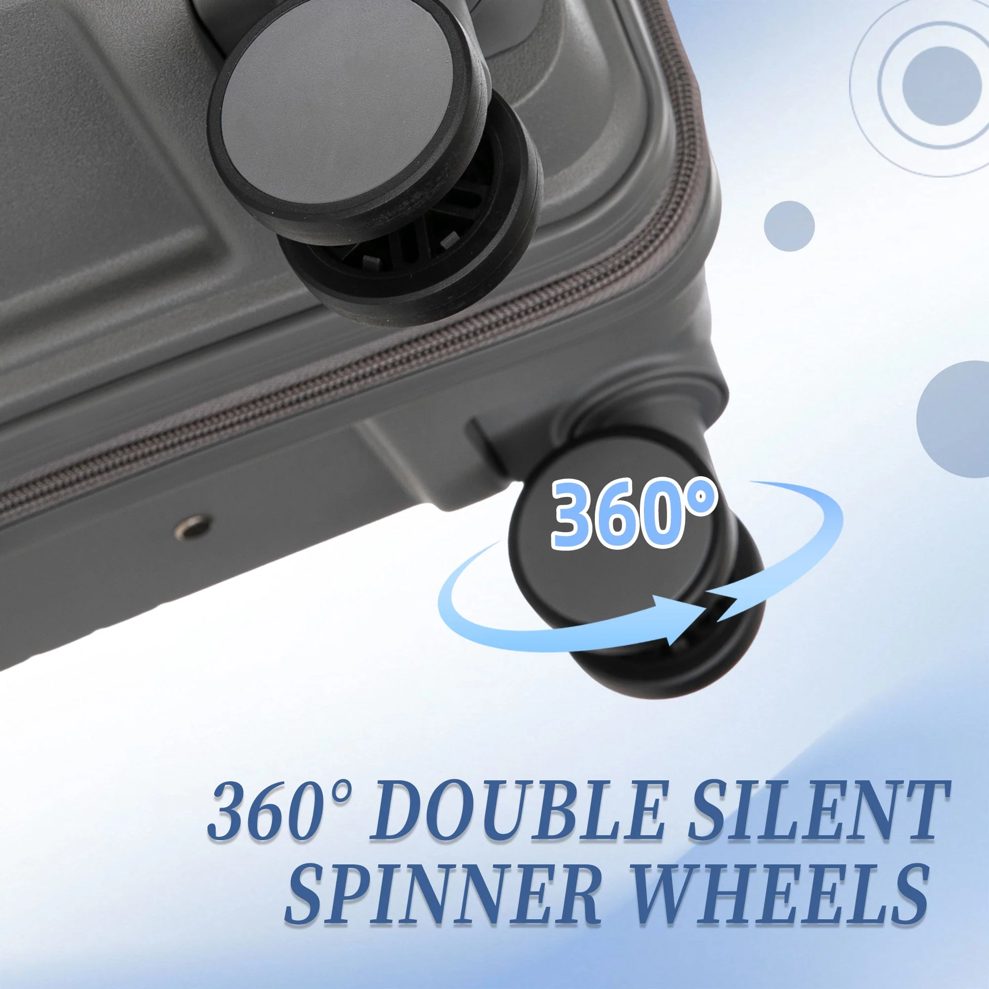 3-Piece PP Spinner Wheel Luggage Set 20'/24'/28' Silver Grey - Image 10