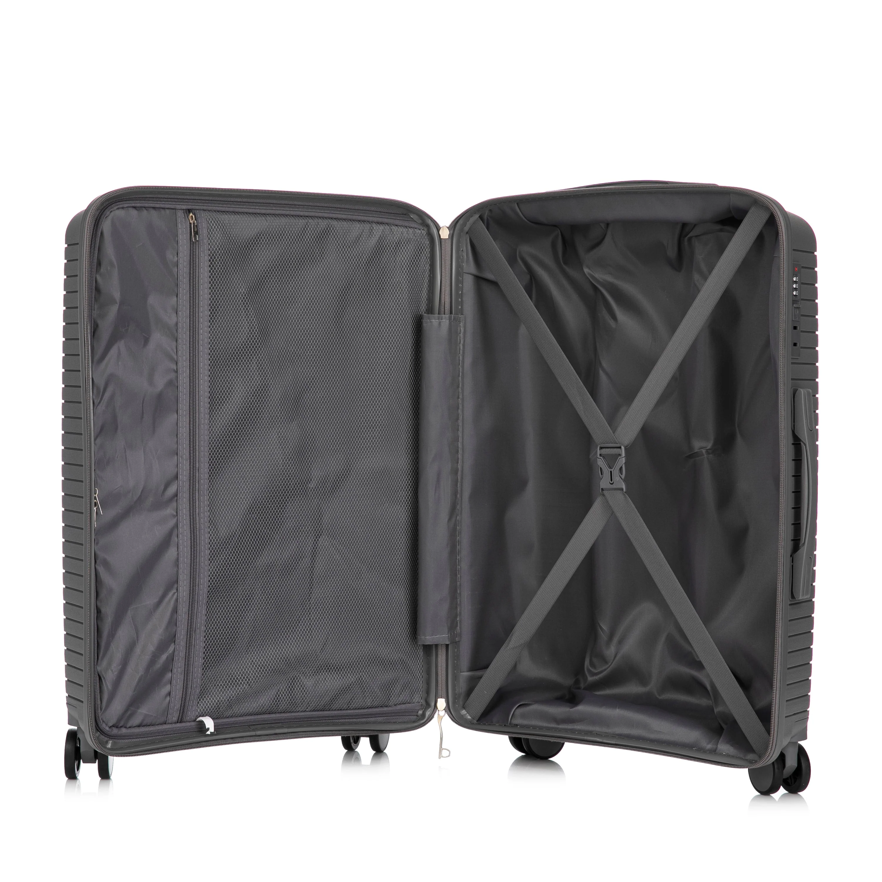 3-Piece PP Spinner Wheel Luggage Set 20'/24'/28' Silver Grey - Image 19