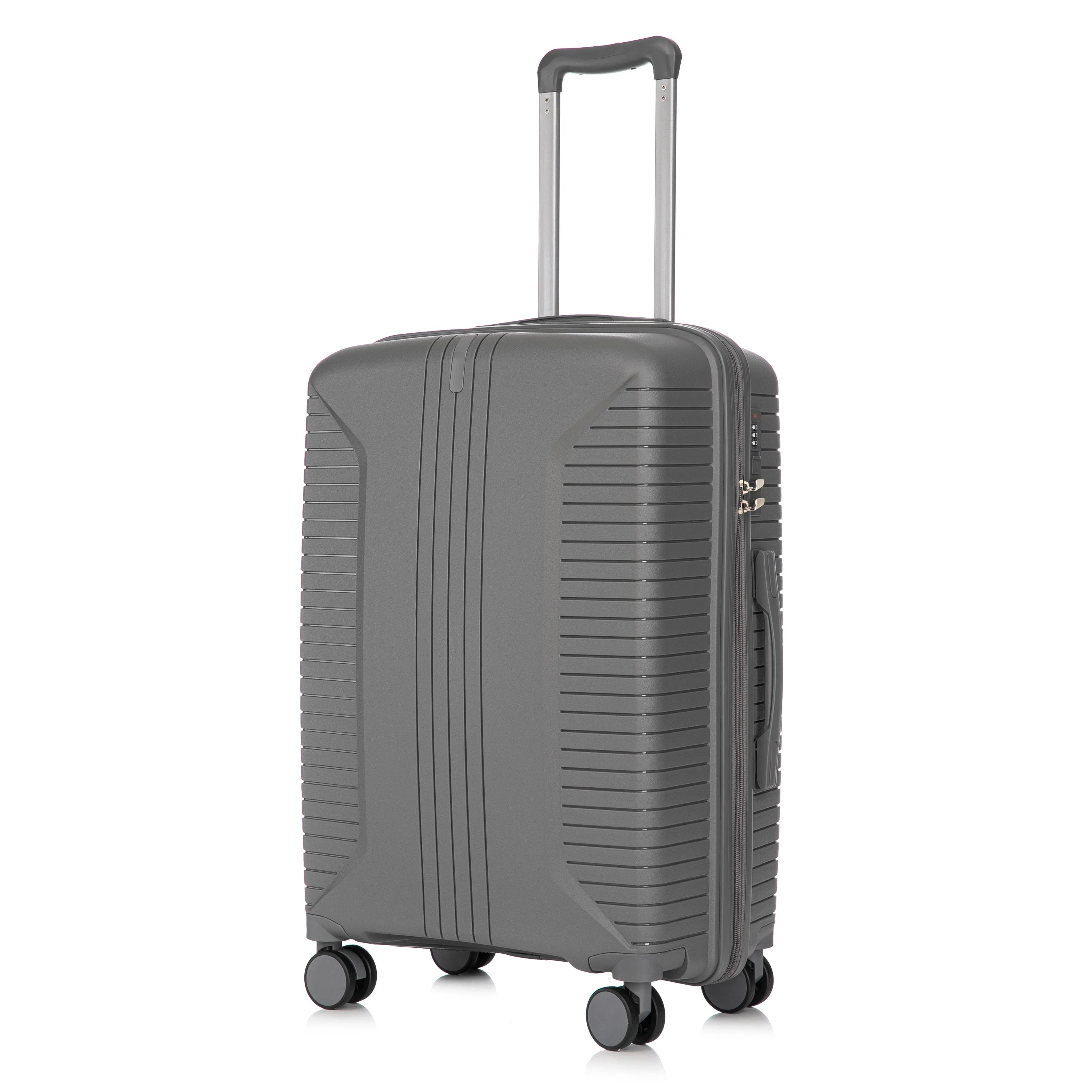 3-Piece PP Spinner Wheel Luggage Set 20'/24'/28' Silver Grey - Image 24