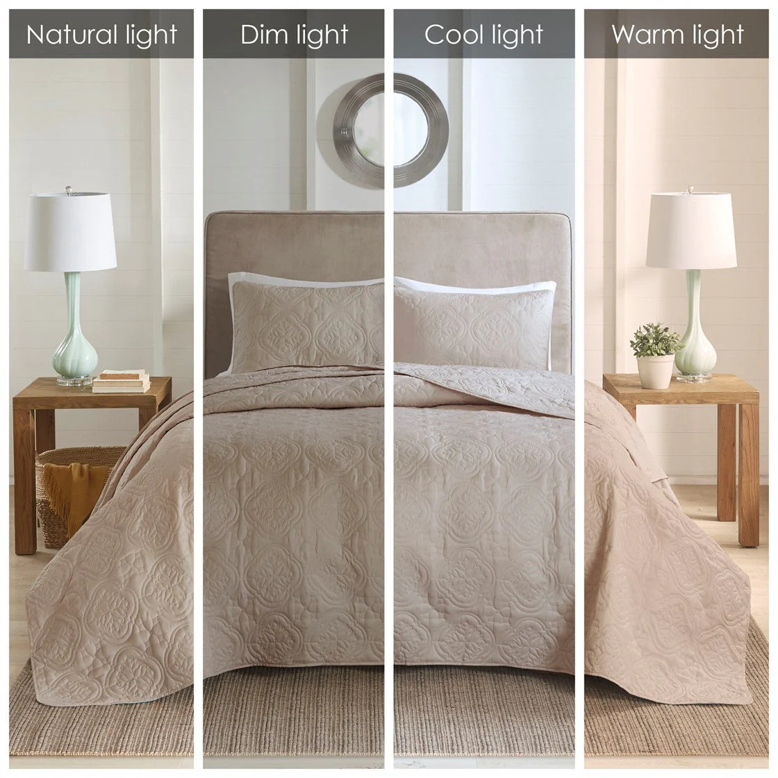 3 Piece Reversible Bedspread Set Khaki Full/Queen - Image 4