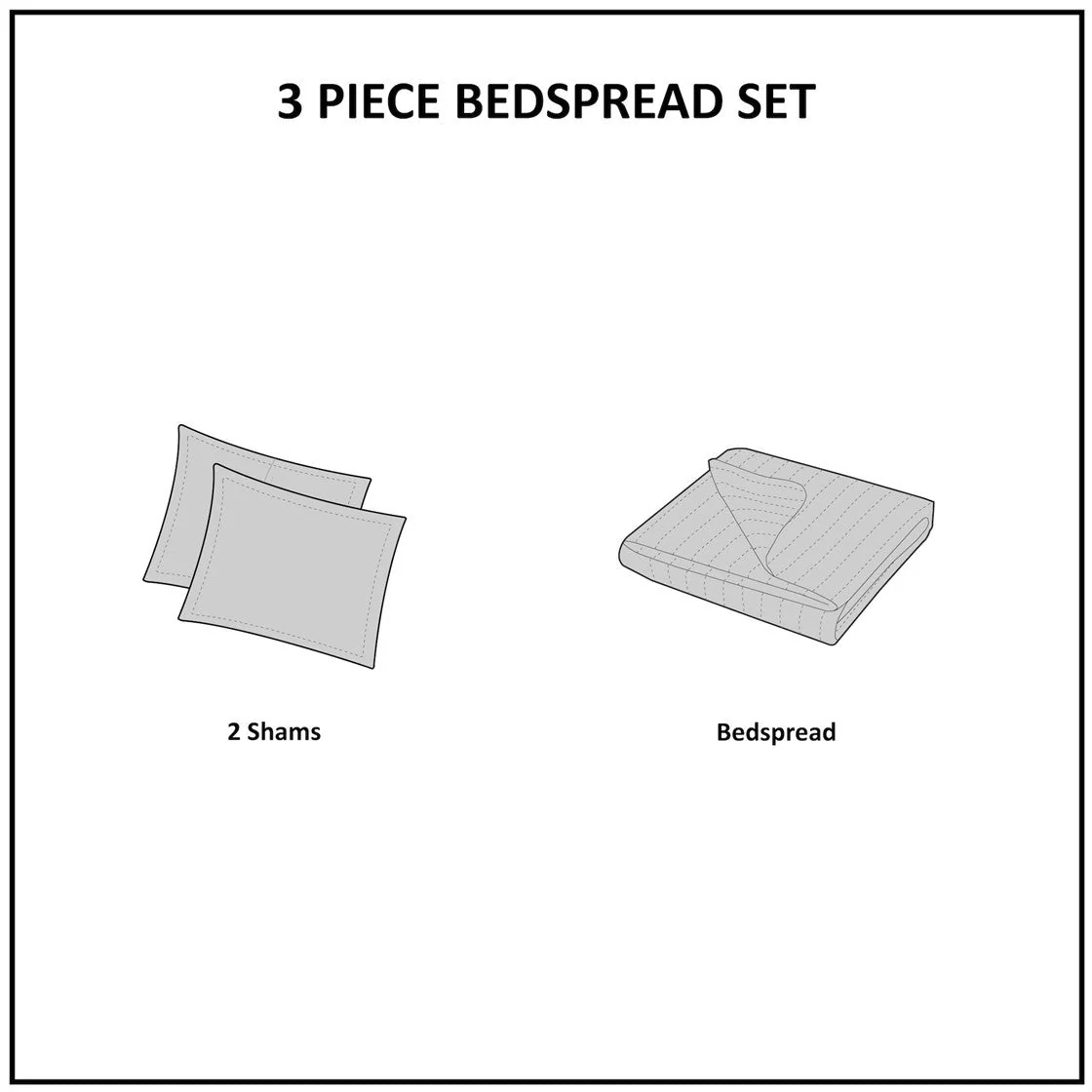 3 Piece Reversible Bedspread Set Khaki Full/Queen - Image 9