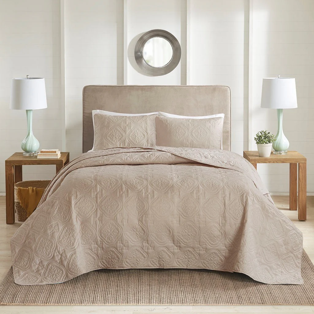 3 Piece Reversible Bedspread Set Khaki King/Cal King - Image 6