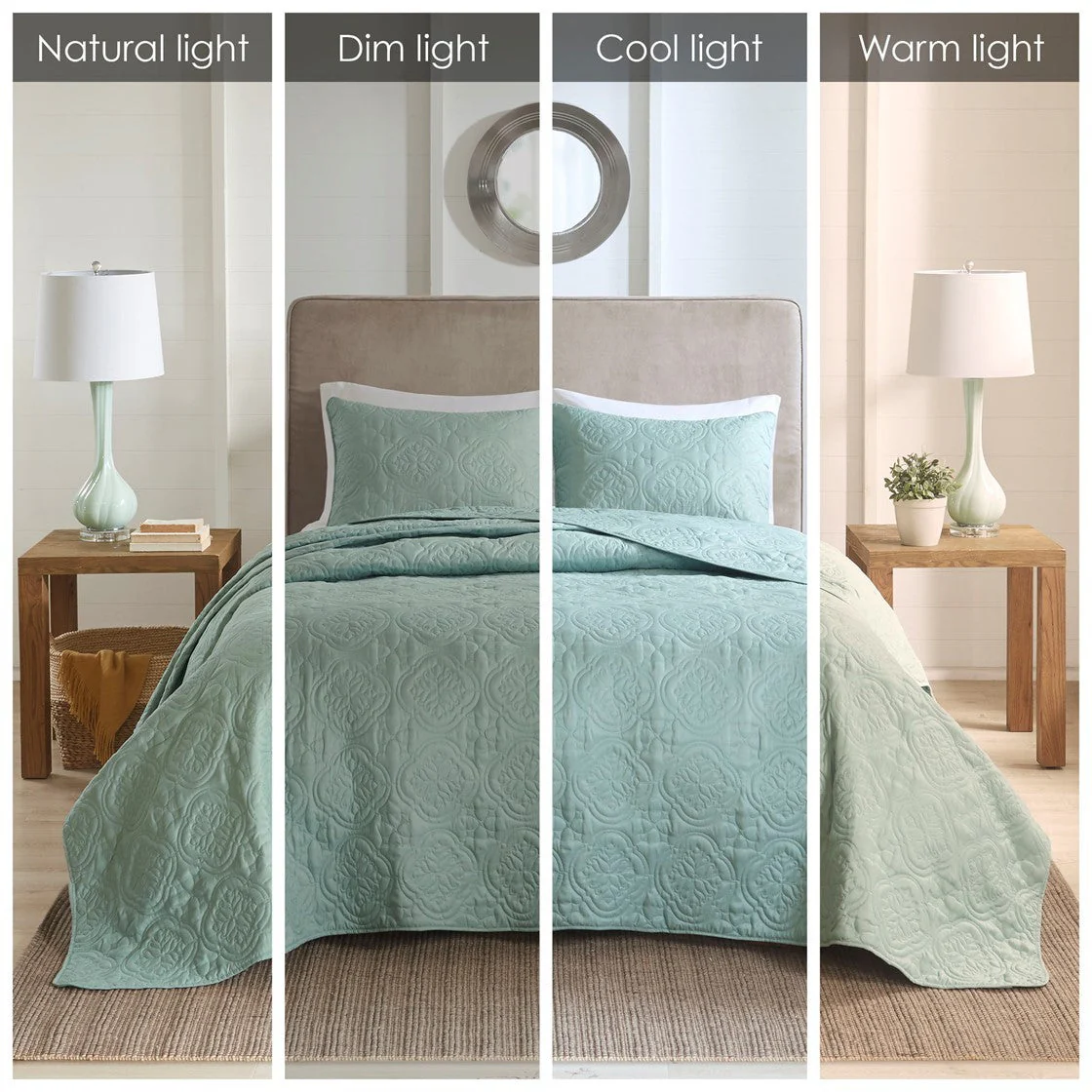 3 Piece Reversible Bedspread Set Seafoam Full/Queen - Image 5