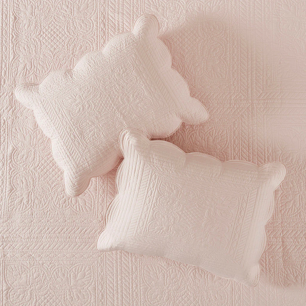3 Piece Reversible Scalloped Edge Quilt Set Blush Full/Queen - Image 5
