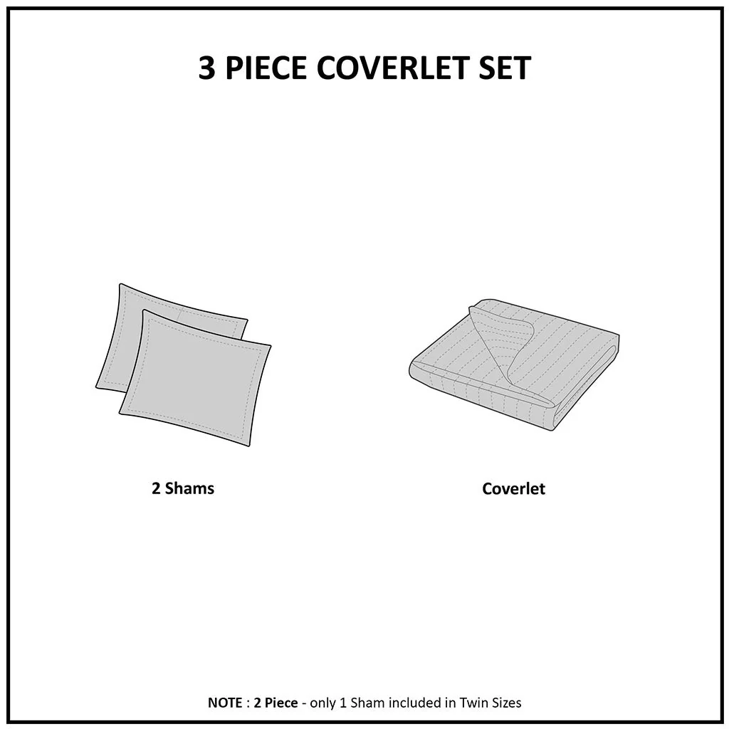 3 Piece Reversible Scalloped Edge Quilt Set Blush King/Cal King - Image 3