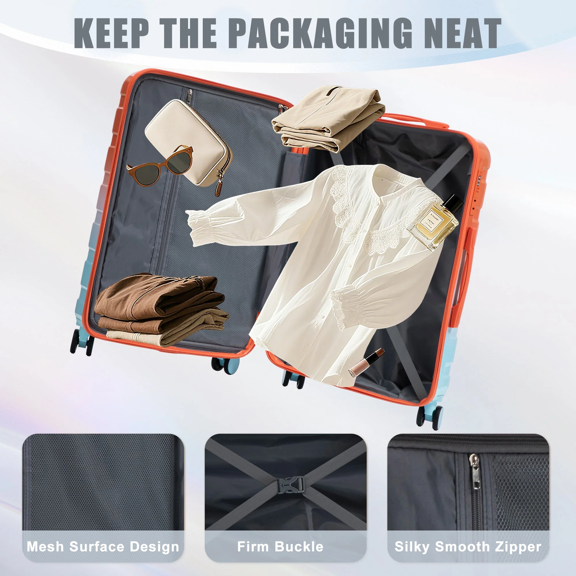 3-Piece Spinner Wheel Luggage Set with Gradient Color - Image 8