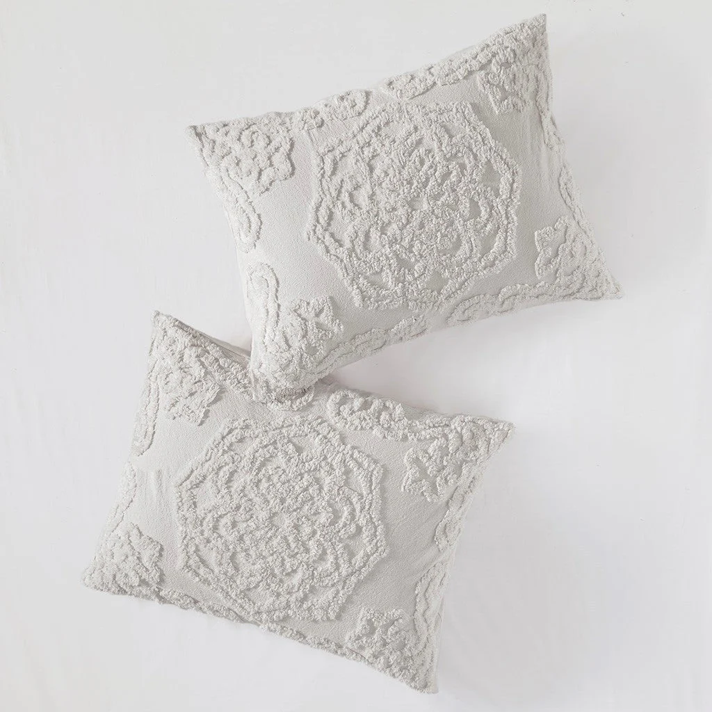3-Piece Tufted Cotton Chenille Medallion Duvet Cover Set - Image 4