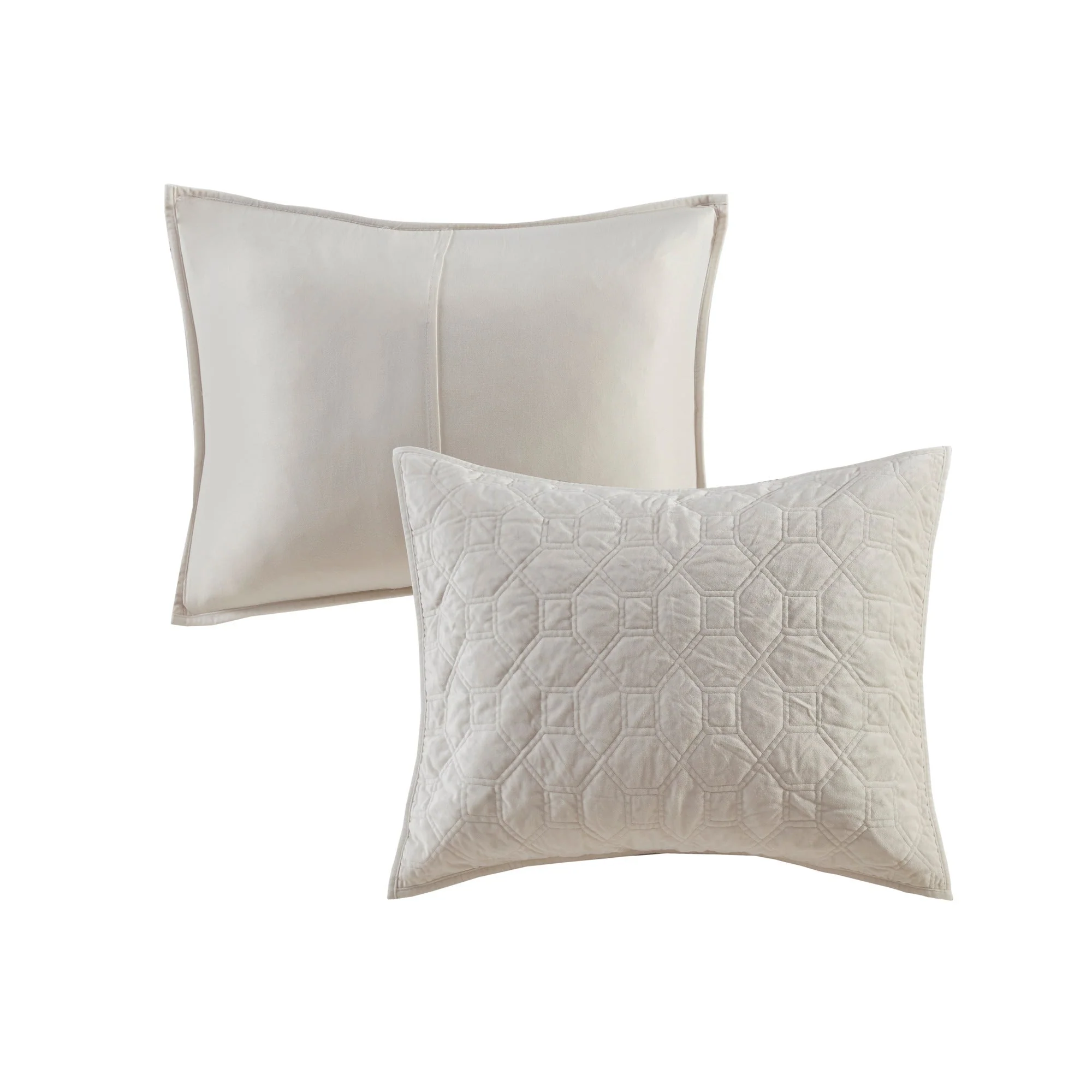 3 Piece Velvet Quilt Set Ivory King/Cal King - Image 7