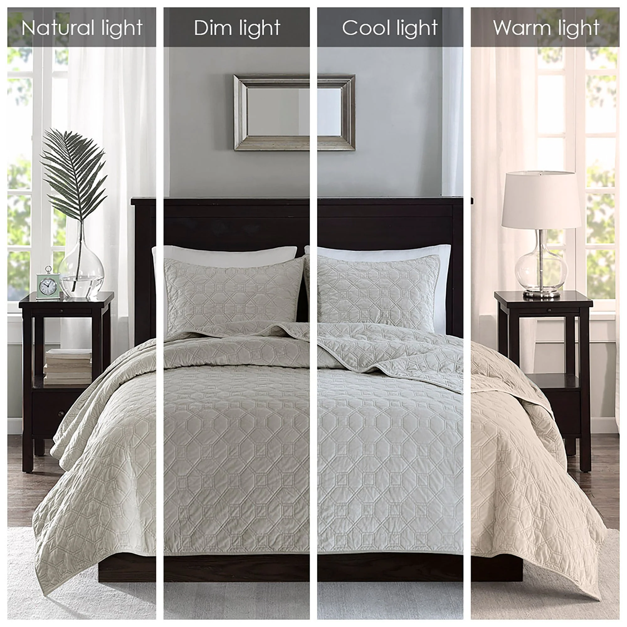 3 Piece Velvet Quilt Set Ivory King/Cal King - Image 9