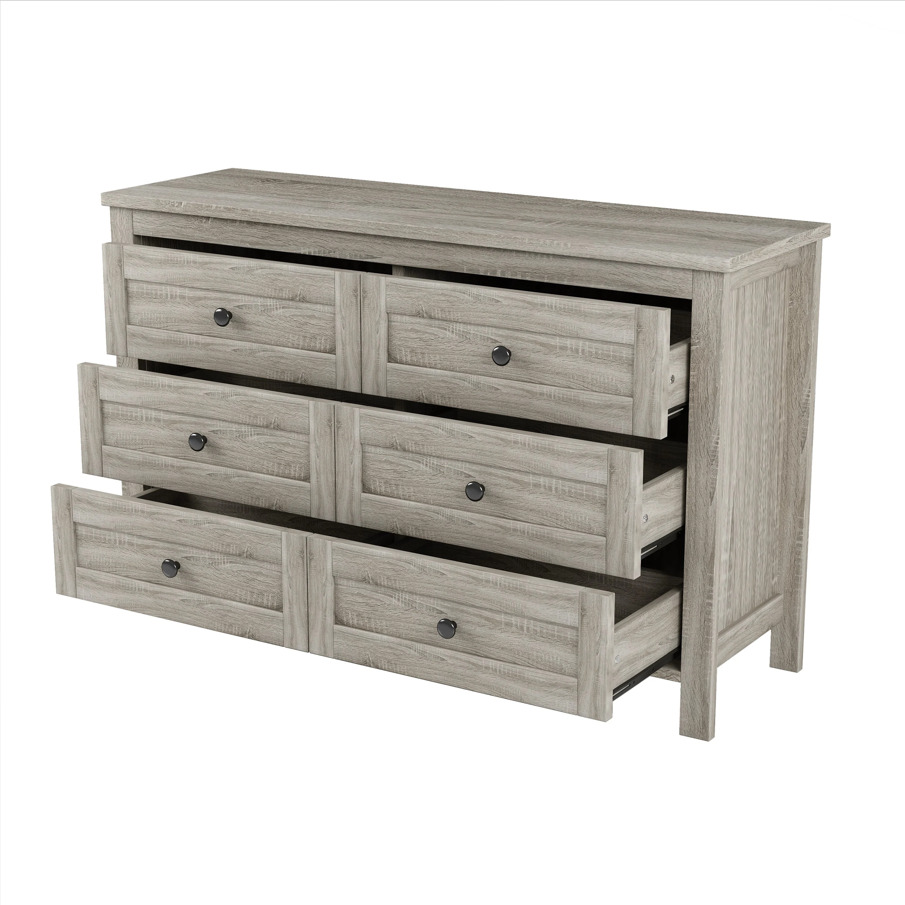 3-Pieces Bedroom Set Queen Size Farmhouse Platform Bed with Storage Headboard and Charging Station - Image 10