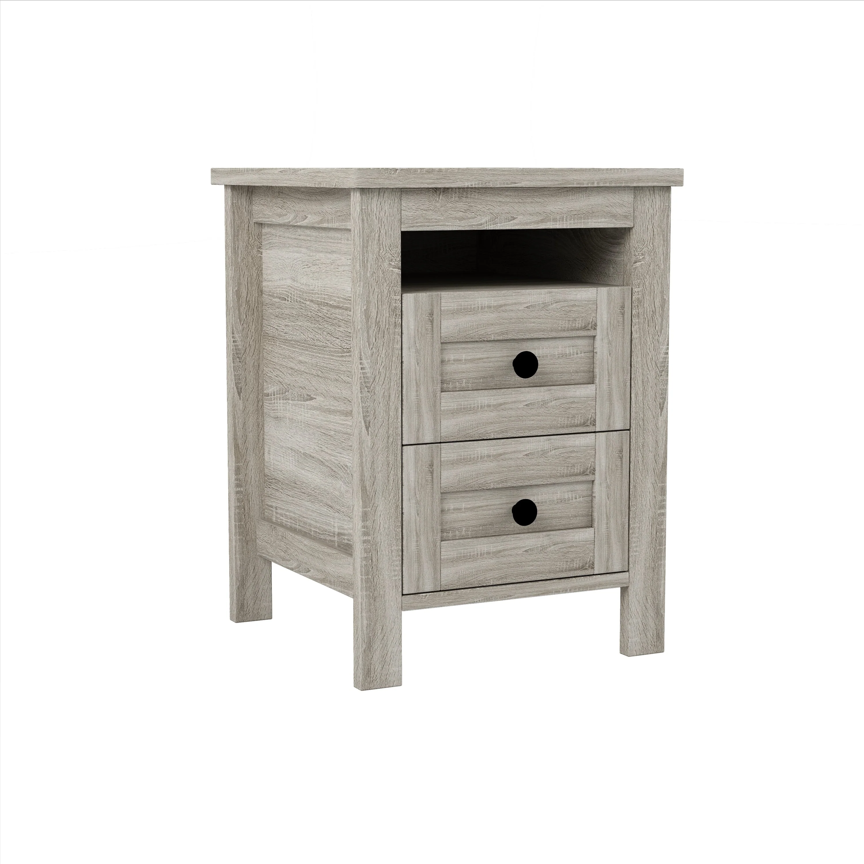 3-Pieces Bedroom Set Queen Size Farmhouse Platform Bed with Storage Headboard and Charging Station - Image 12