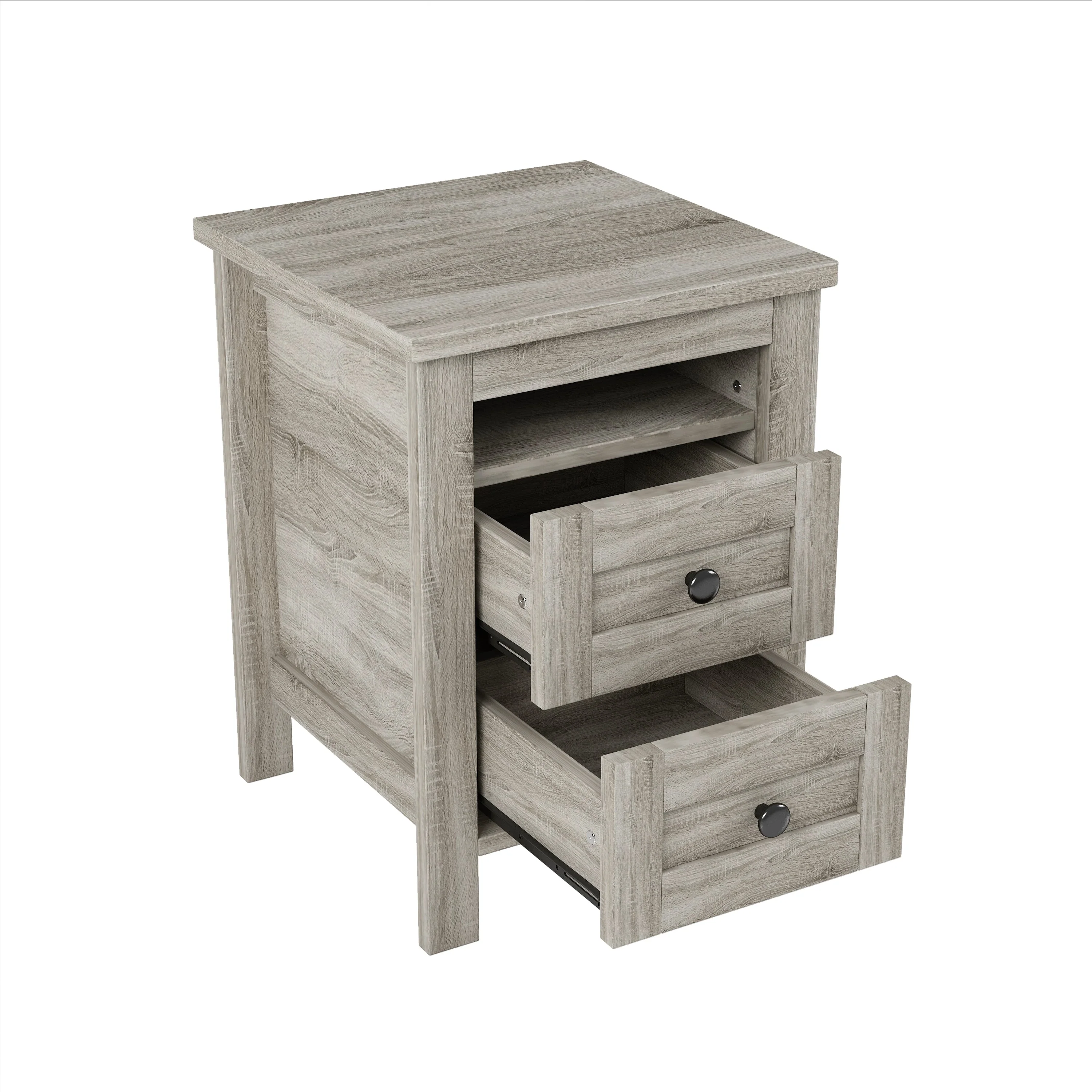 3-Pieces Bedroom Set Queen Size Farmhouse Platform Bed with Storage Headboard and Charging Station - Image 14