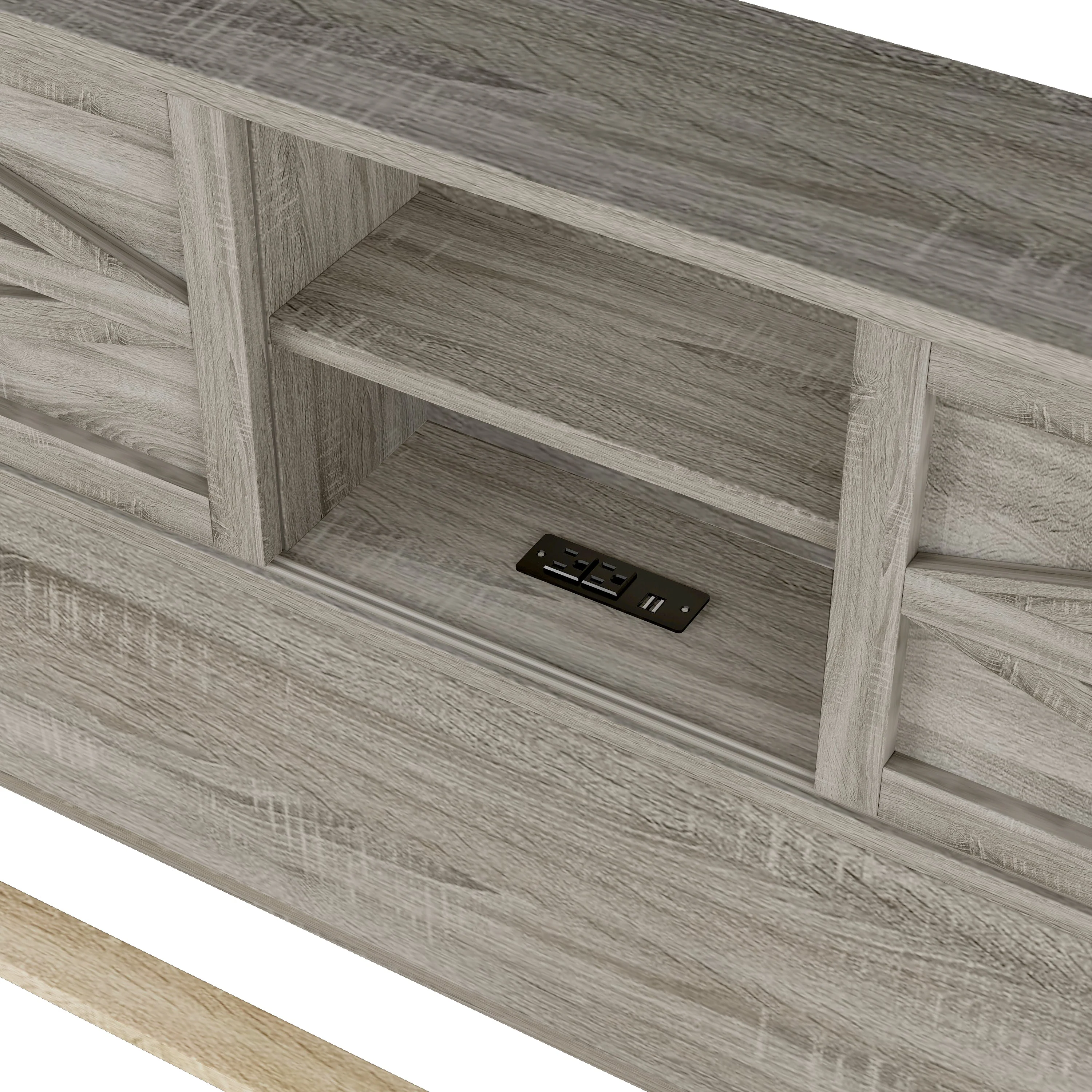 3-Pieces Bedroom Set Queen Size Farmhouse Platform Bed with Storage Headboard and Charging Station - Image 19