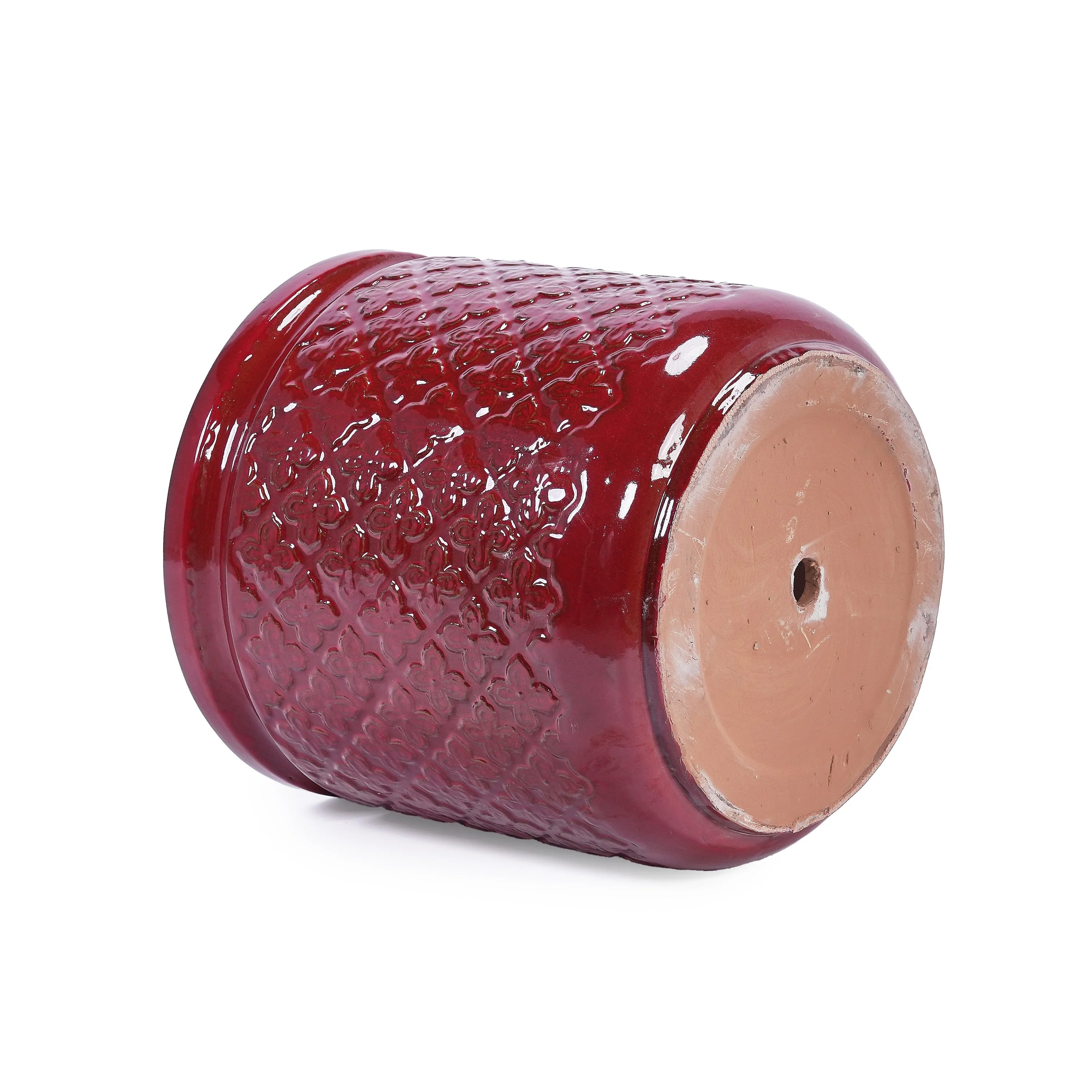 3 Pieces Ceramic Flowerpot, Modern Planter for Patio, Garden or Windowsills - Bean Paste Red - Image 12