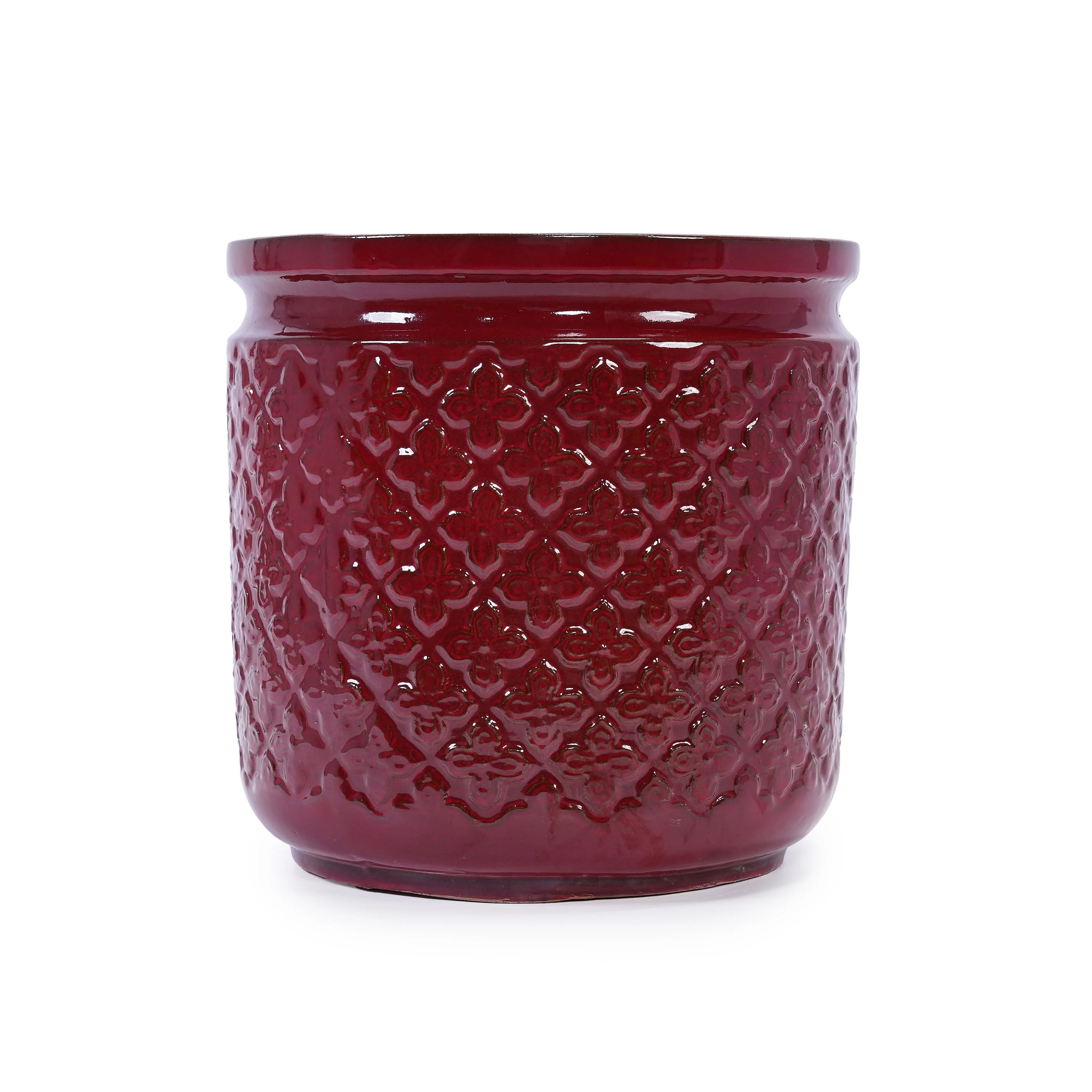 3 Pieces Ceramic Flowerpot, Modern Planter for Patio, Garden or Windowsills - Bean Paste Red - Image 5