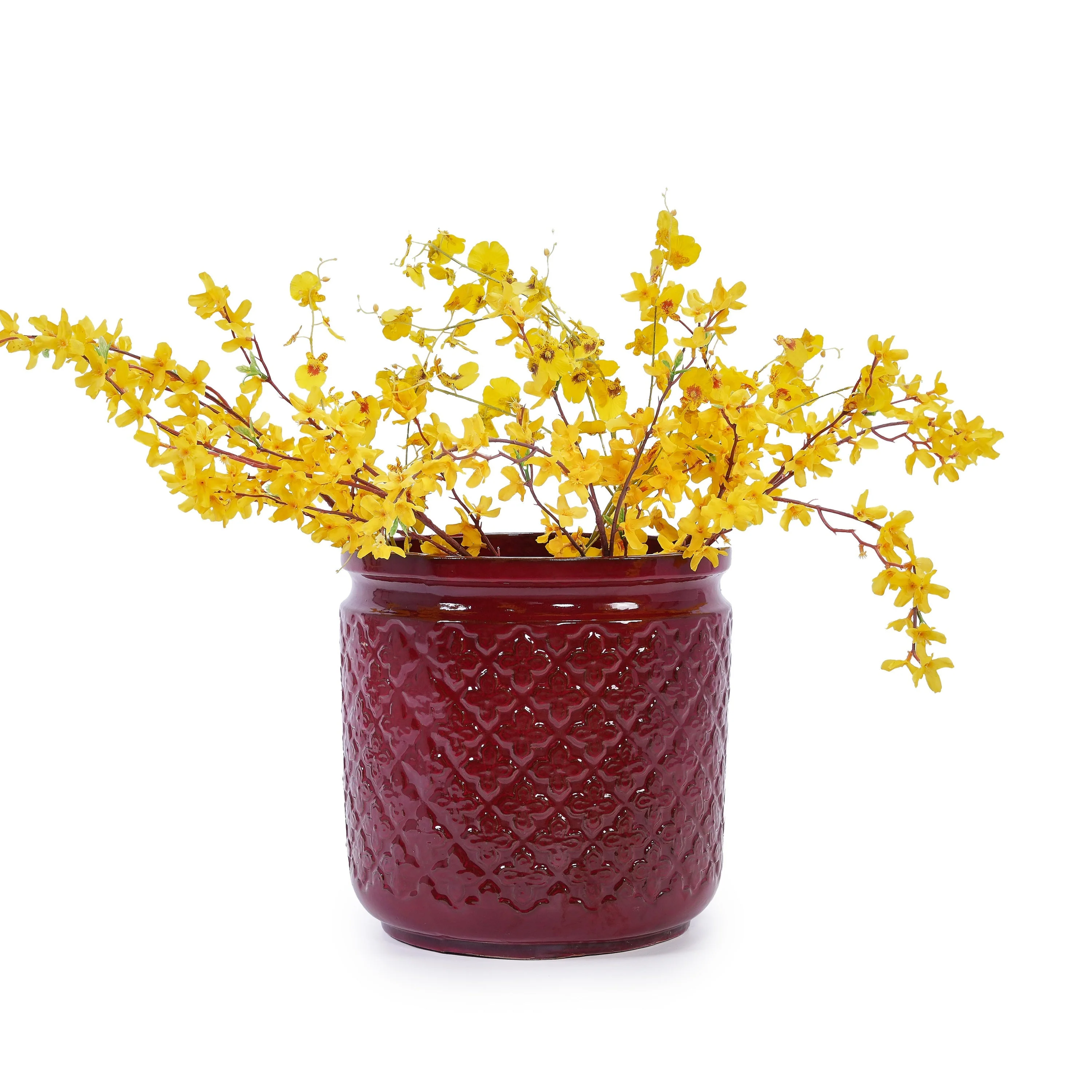 3 Pieces Ceramic Flowerpot, Modern Planter for Patio, Garden or Windowsills - Bean Paste Red - Image 6