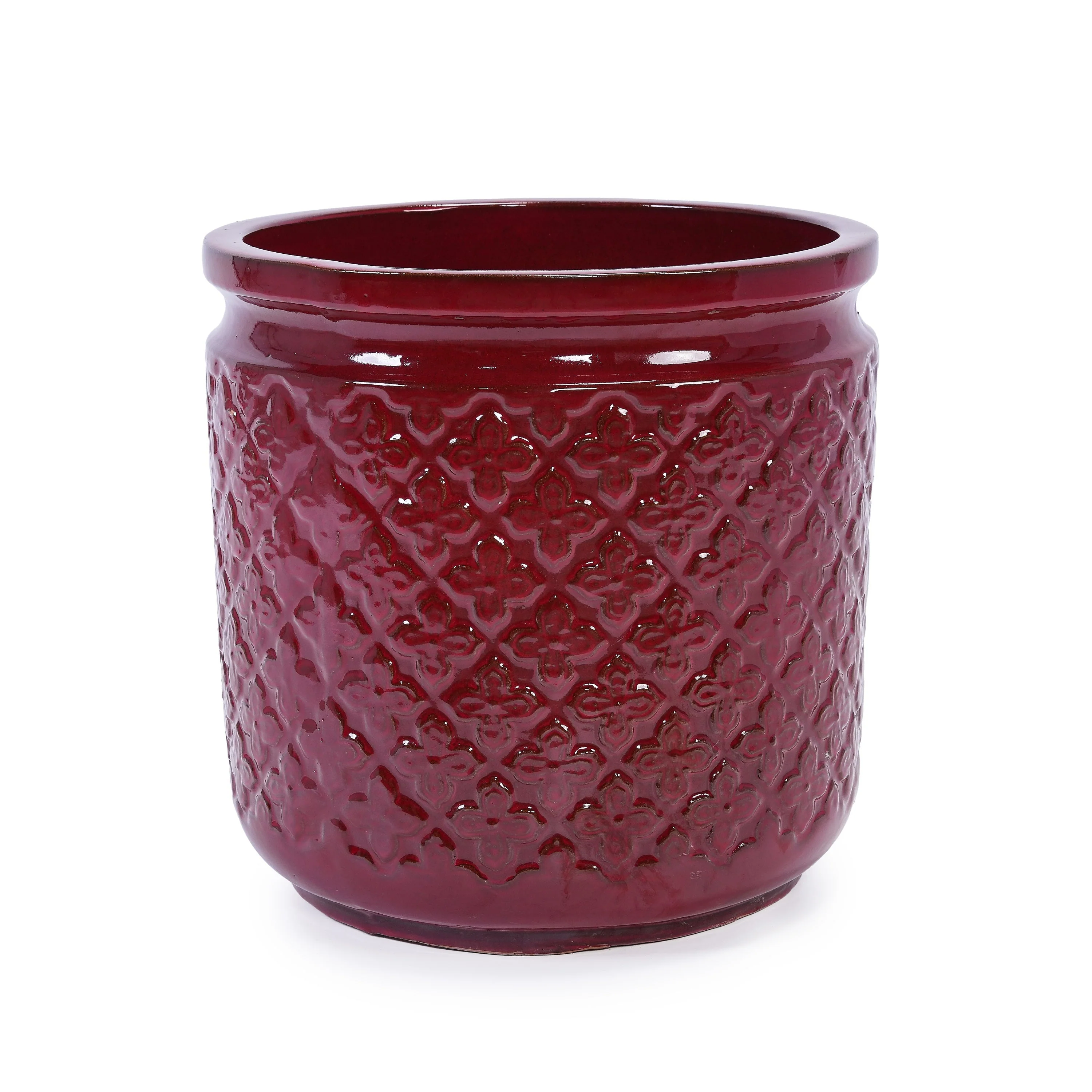 3 Pieces Ceramic Flowerpot, Modern Planter for Patio, Garden or Windowsills - Bean Paste Red - Image 7