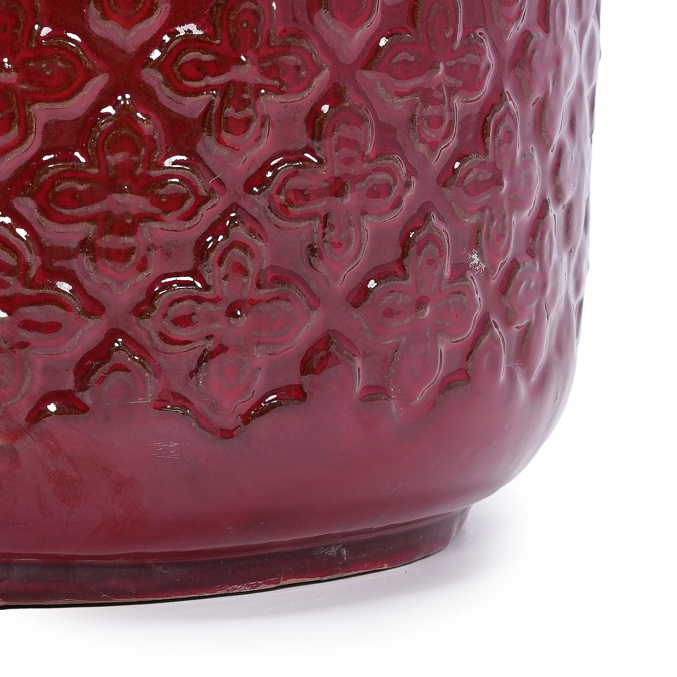 3 Pieces Ceramic Flowerpot, Modern Planter for Patio, Garden or Windowsills - Bean Paste Red - Image 9