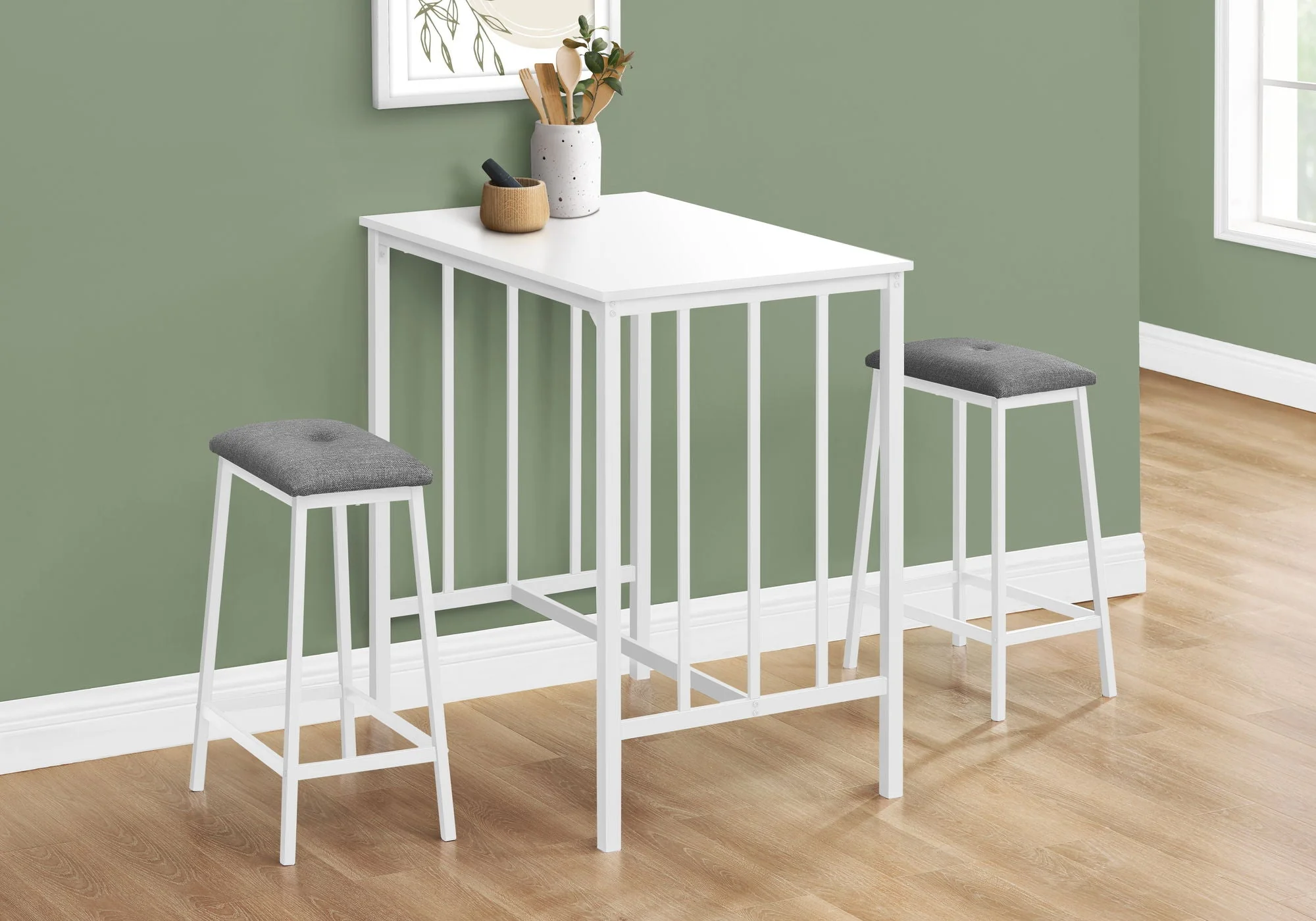3 Pieces Dining Set, Counter Height, Rectangular, Small, Contemporary & Modern - Image 2