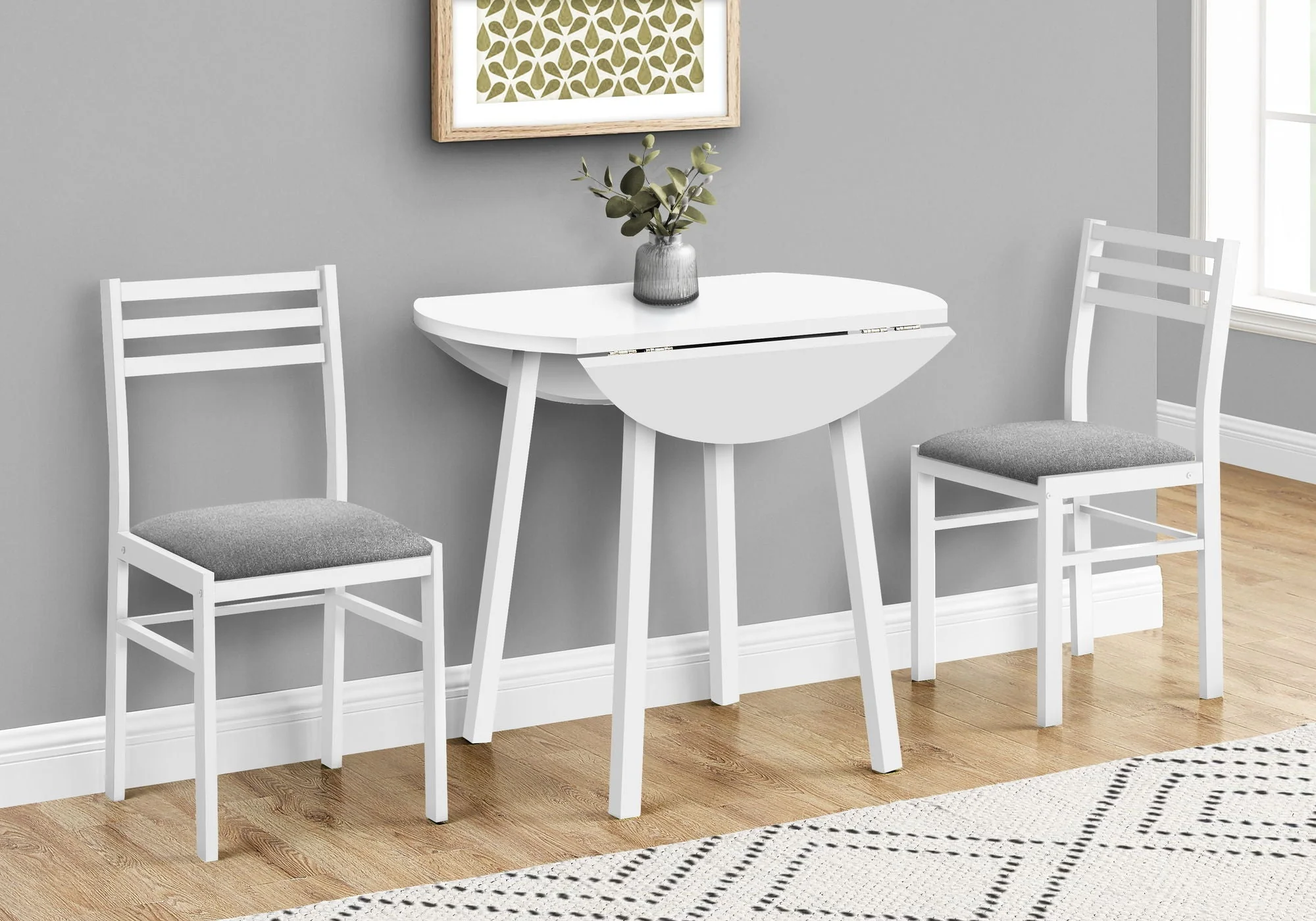 3 Pieces Dining Table Set, Small, Drop Leaf, Contemporary & Modern - Image 2