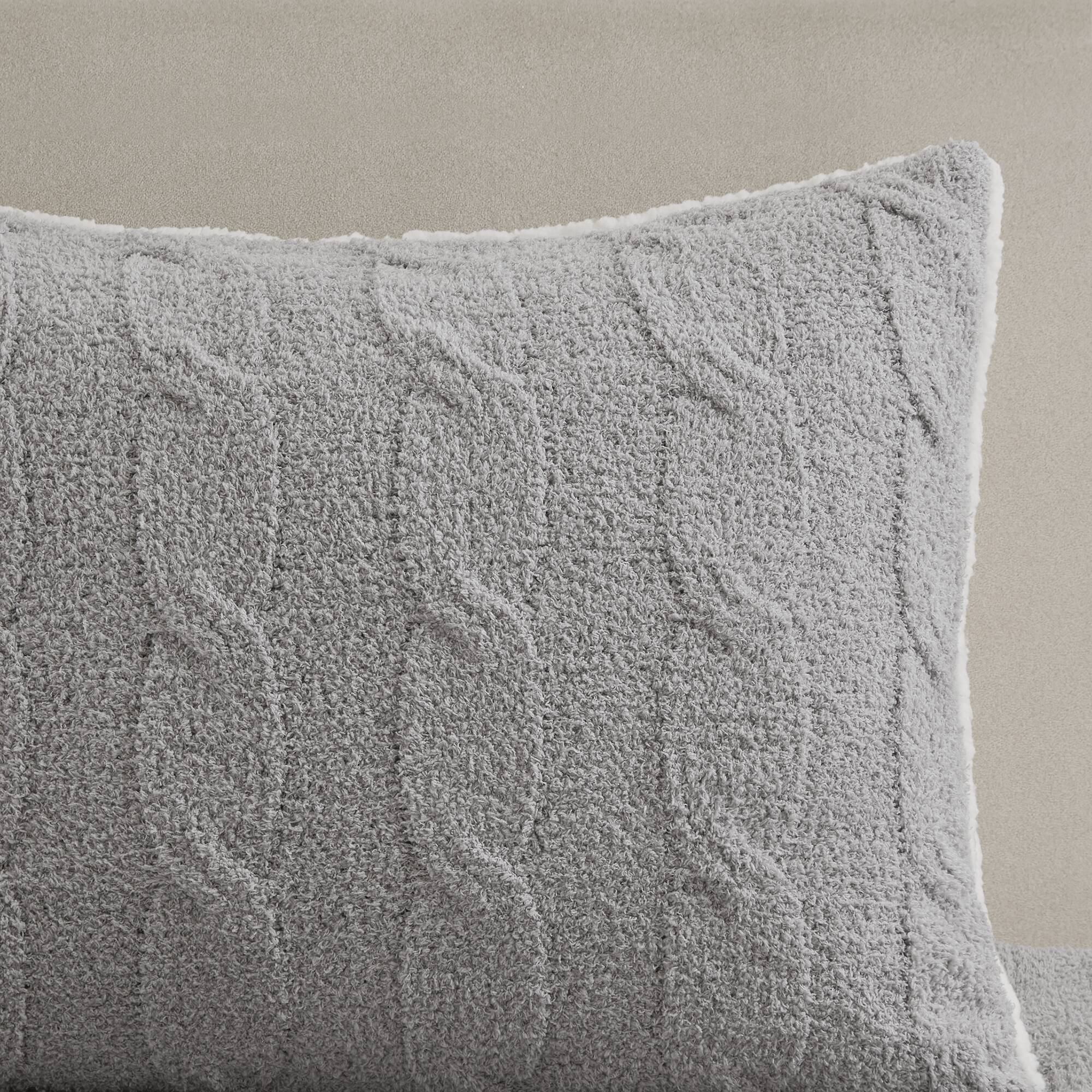 3 Pieces Full/Queen Cable Knit Chenille Comforter Set Gray - Image 12