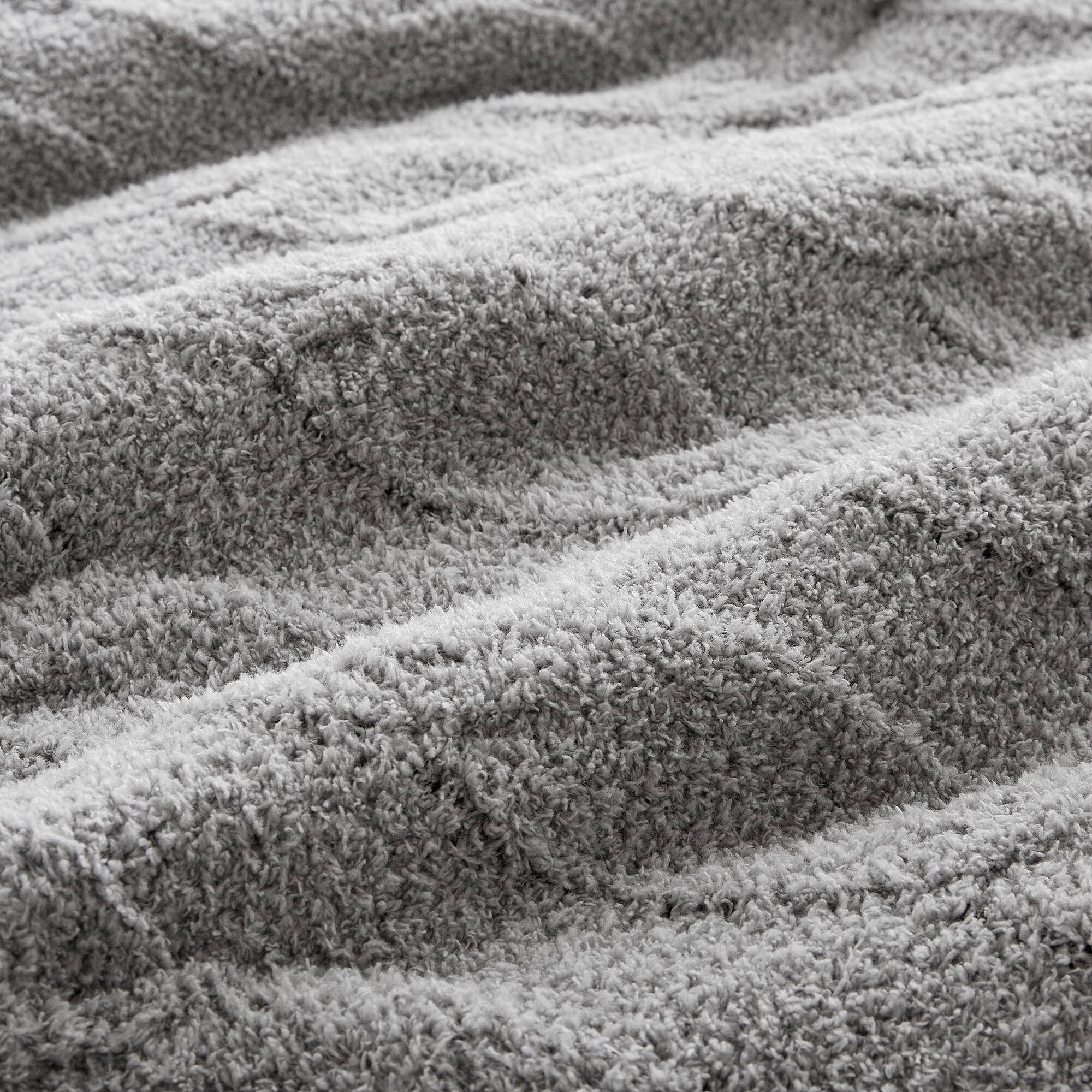 3 Pieces Full/Queen Cable Knit Chenille Comforter Set Gray - Image 14