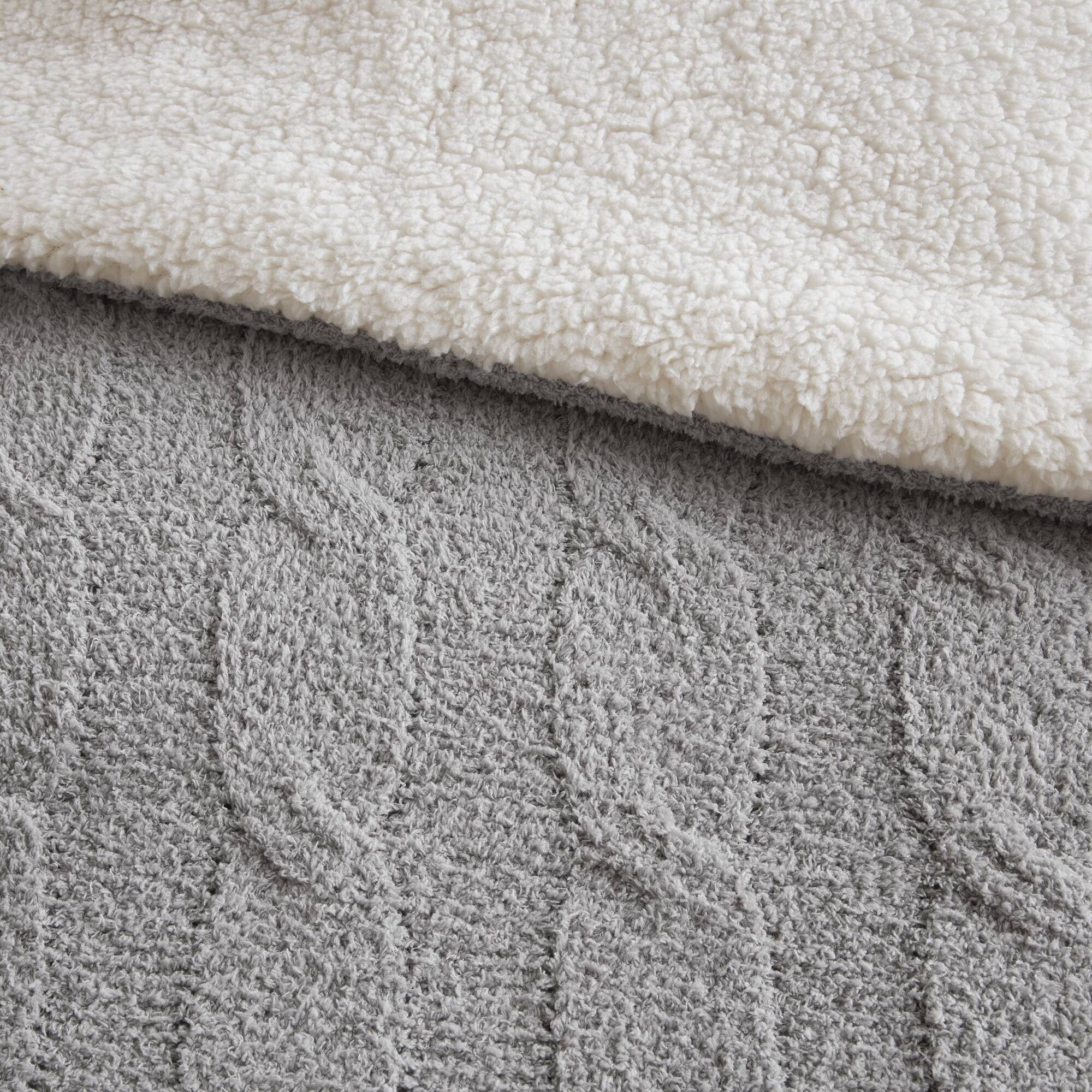 3 Pieces Full/Queen Cable Knit Chenille Comforter Set Gray - Image 15